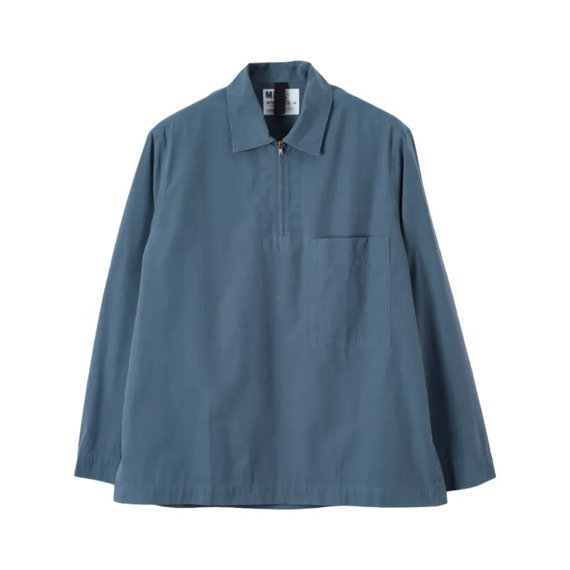 MHL. by Margaret Howell Long Sleeve Half Zip Pull On Shirt Uniform Blue made by Brother Brother