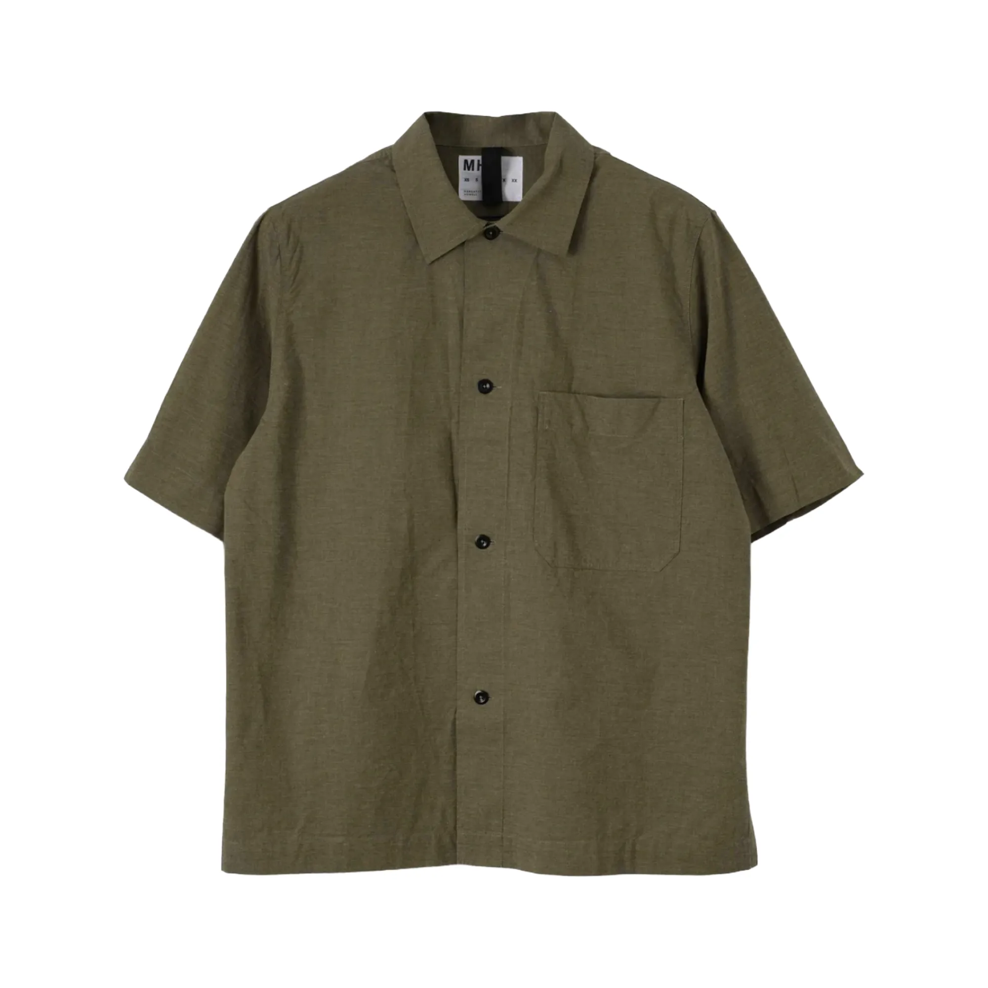 MHL. by Margaret Howell S/S PJ Shirt Dry Cotton End On End Moss sold by Brother Brother