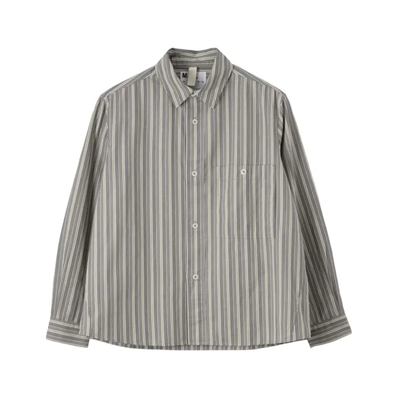 MHL. by Margaret Howell Overall Shirt Pyjama Stripe Cotton Off White / Grey / Zest made by Brother Brother