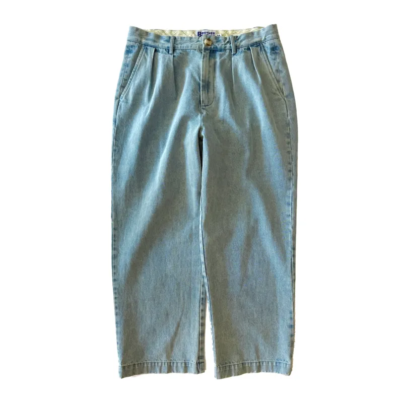 Brother Brother Double Pleated Vintage Washed Denim Trouser made by Brother Brother