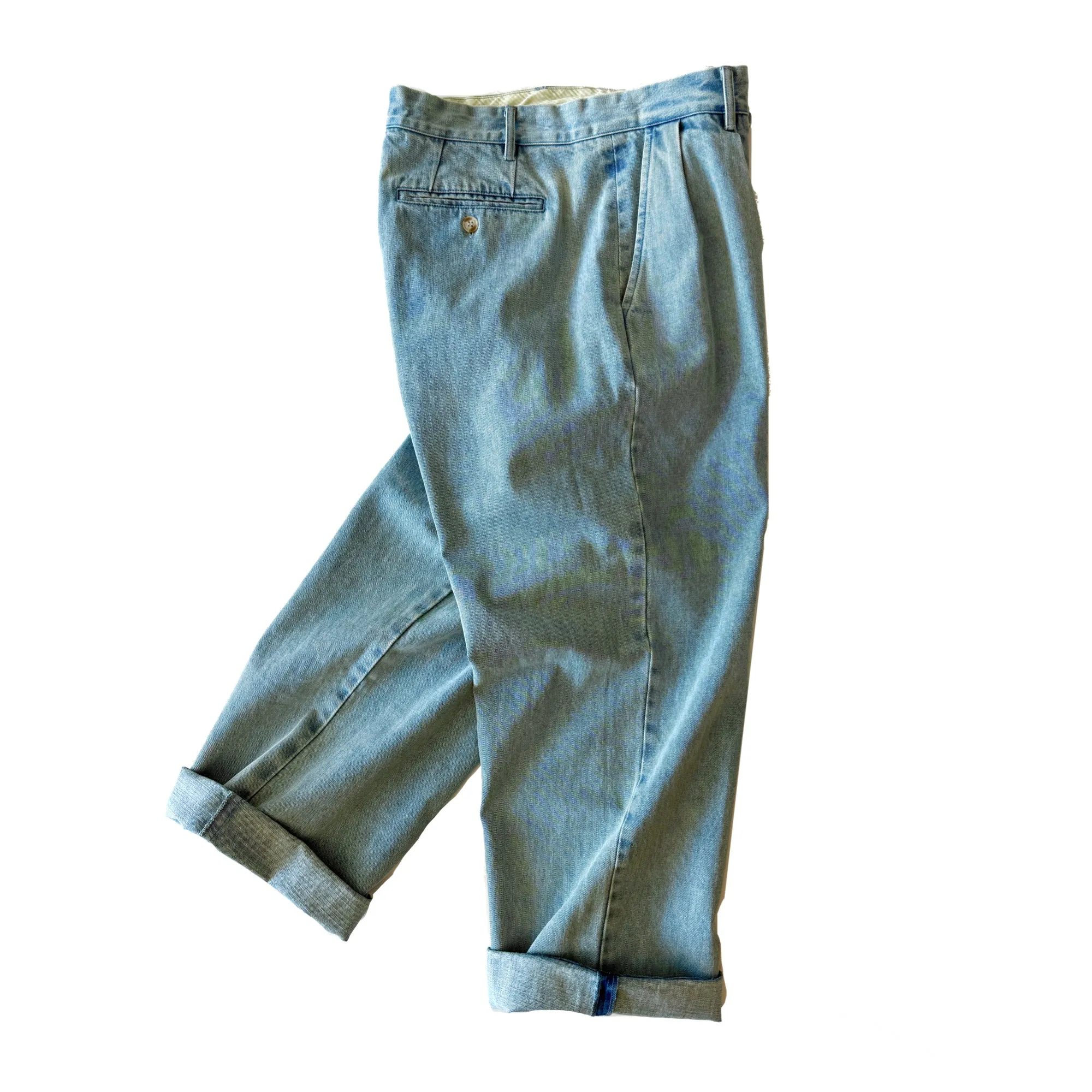 Brother Brother Double Pleated Vintage Washed Denim Trouser sold by Brother Brother product image thumbnail 2