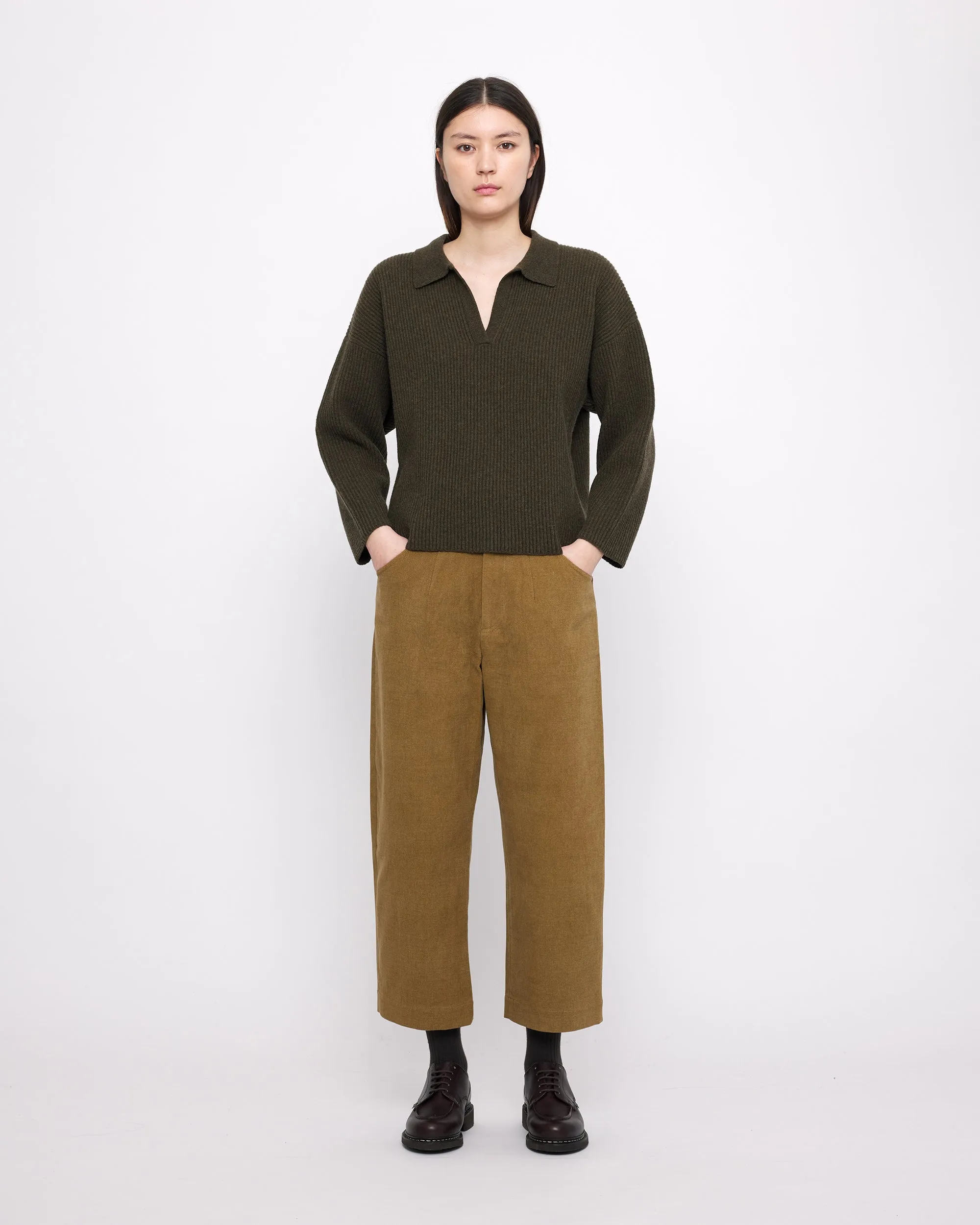 Ribbed Collared V-Neck Jumper - FW24 - Olive sold by 7115 by Szeki product image thumbnail 5