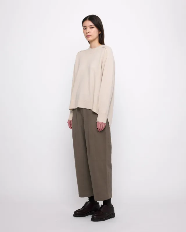 Relaxed Rolled Seam Sweater - FW24 - Beige-White sold by 7115 by Szeki