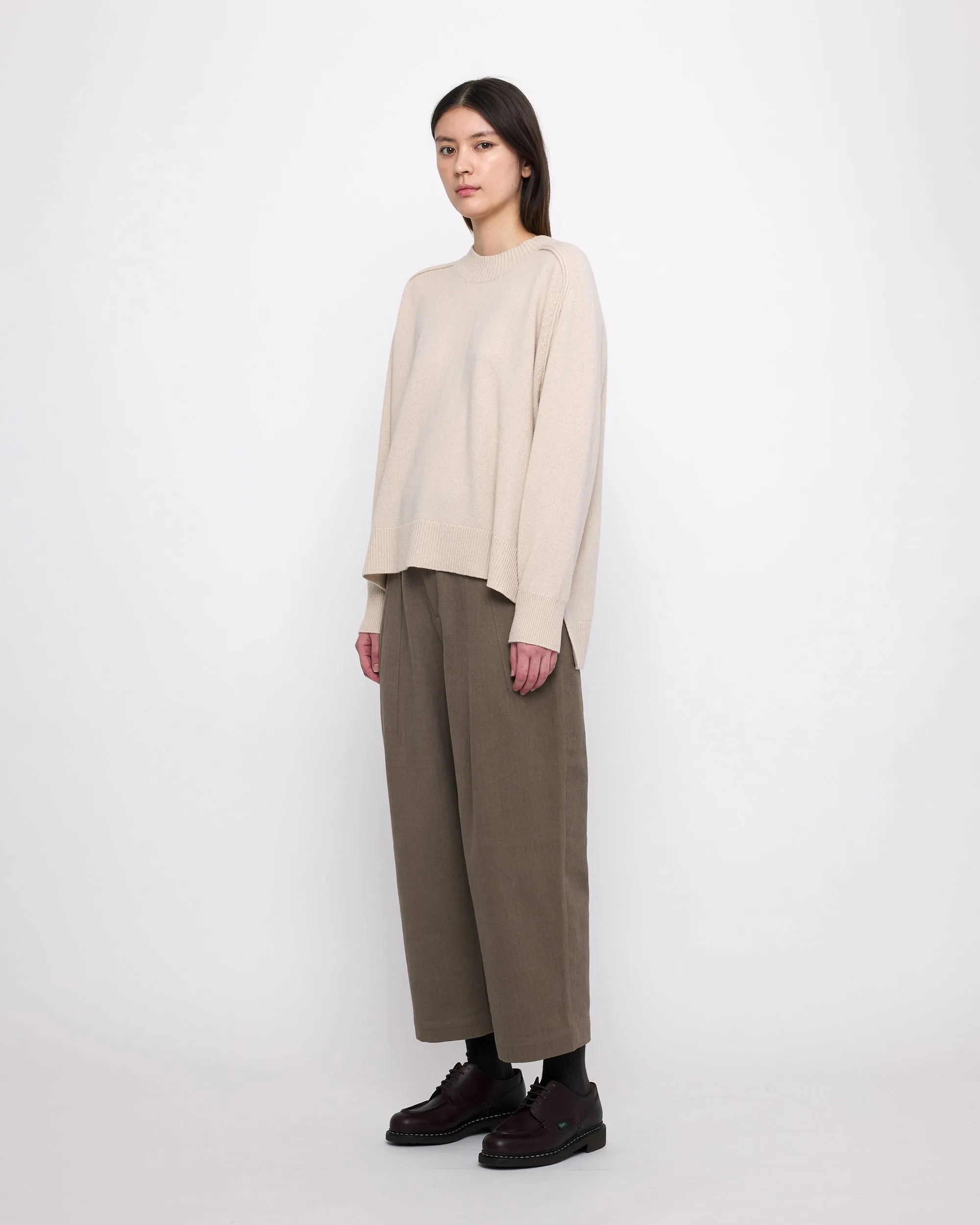 Relaxed Rolled Seam Sweater - FW24 - Beige-White sold by 7115 by Szeki