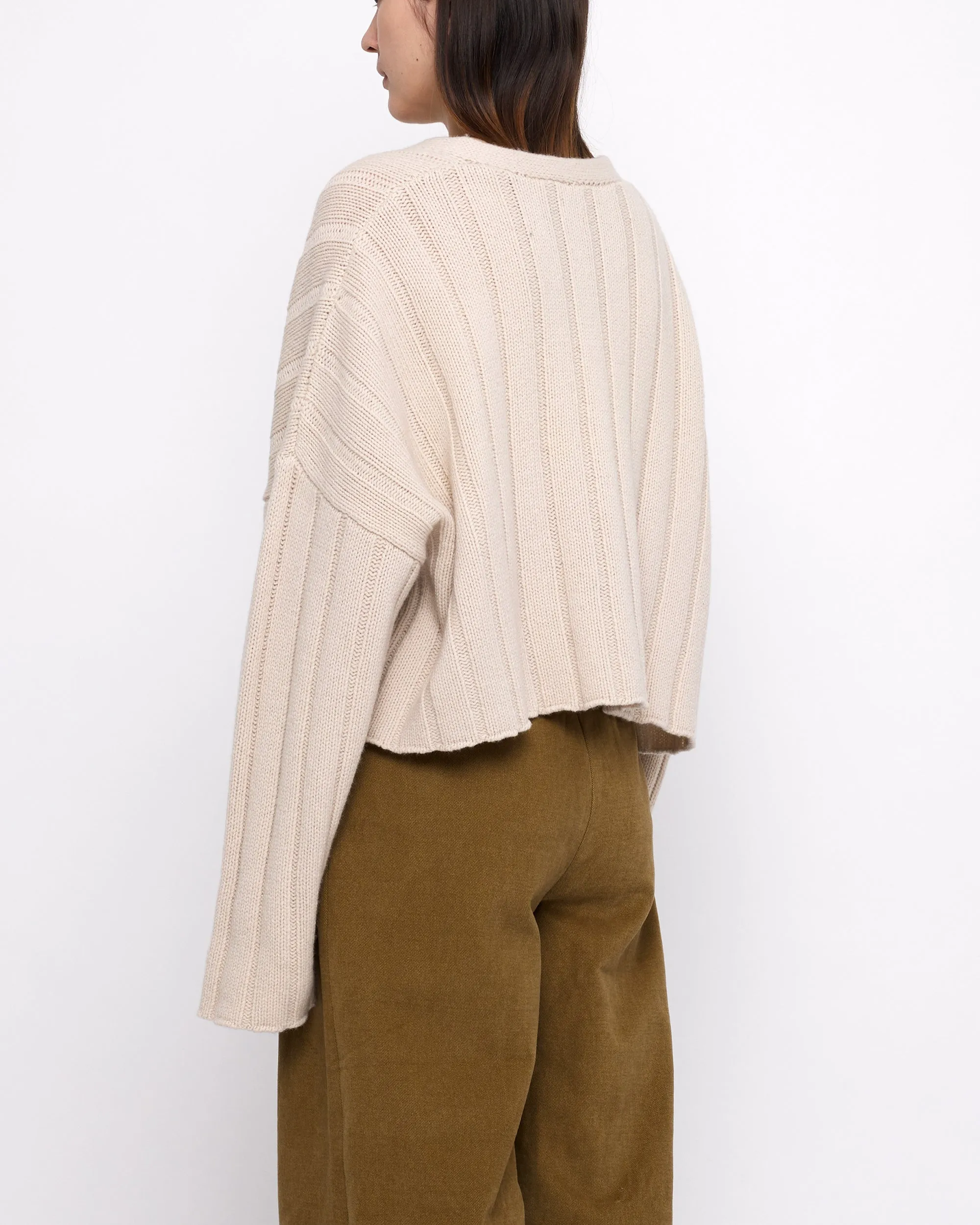 Oversized Ribbed V-Neck - FW24 - Beige-White sold by 7115 by Szeki product image thumbnail 4