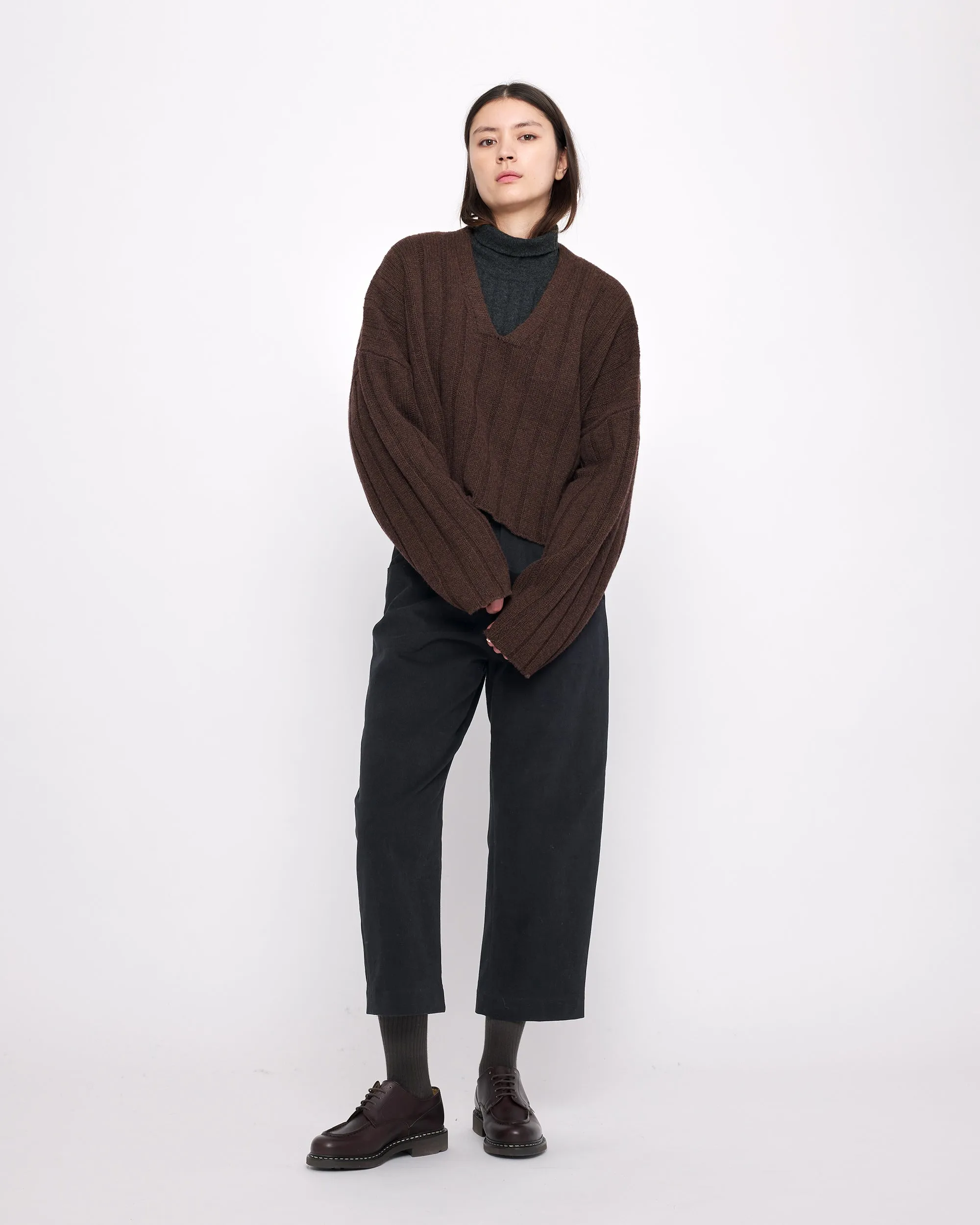 Oversized Ribbed V-Neck - FW24 - Brown sold by 7115 by Szeki