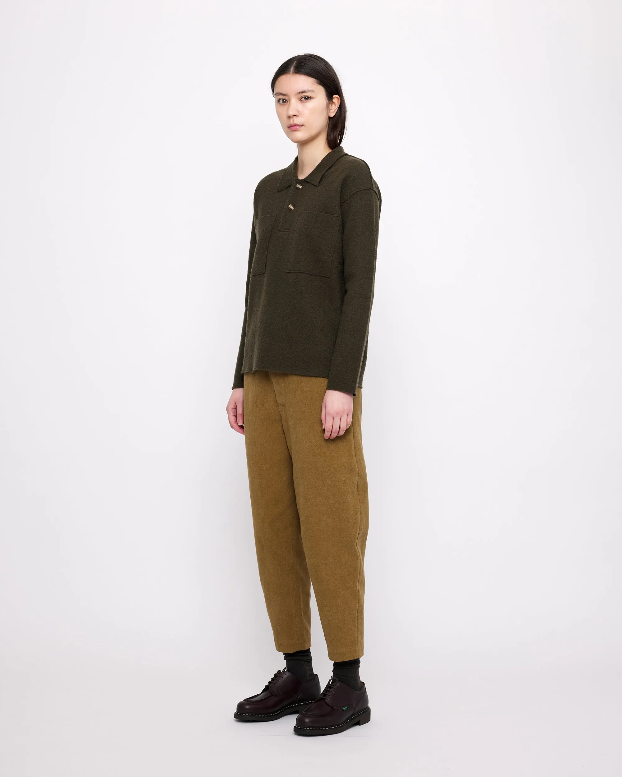 Boiled Wool Pocket Pullover - FW24 - Olive sold by 7115 by Szeki