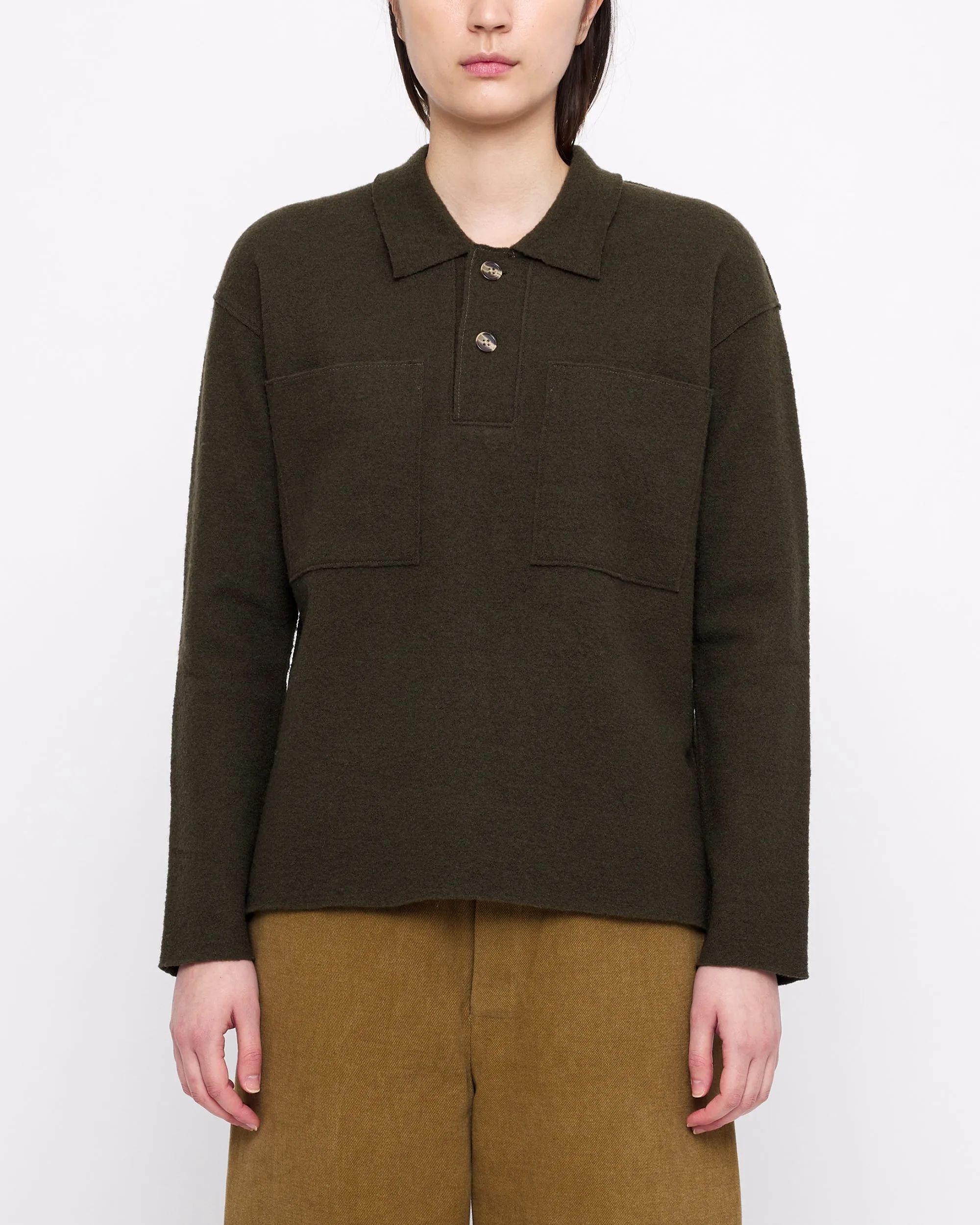 Boiled Wool Pocket Pullover - FW24 - Olive sold by 7115 by Szeki product image thumbnail 2