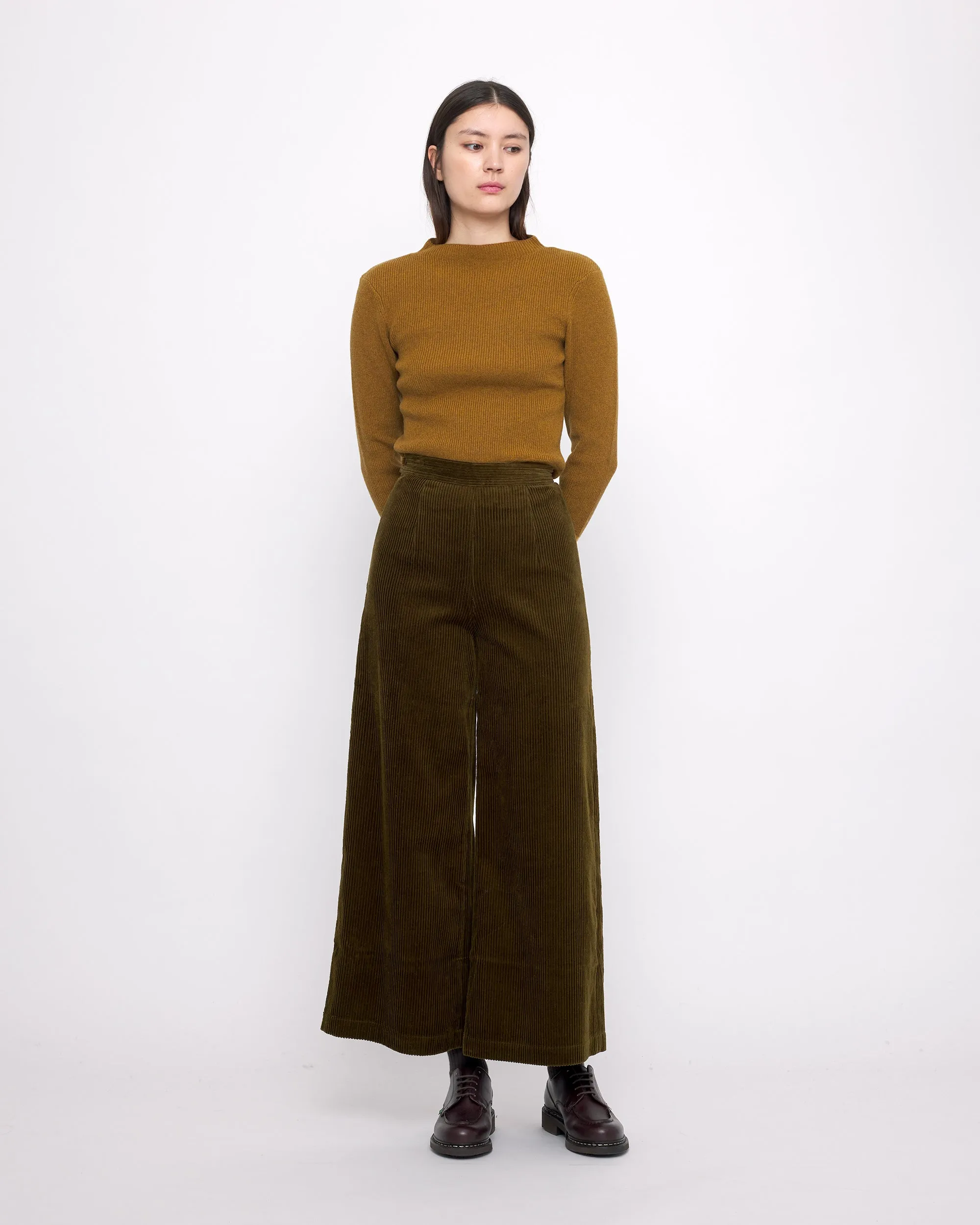 Classic Wide-Legged Trouser - Corduroy Edition - FW24 - Dark Kelp sold by 7115 by Szeki