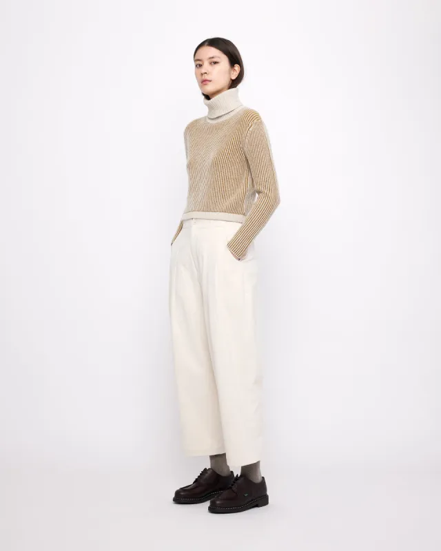 Striped Cropped Turtleneck - FW24 - Mustard Stripes sold by 7115 by Szeki