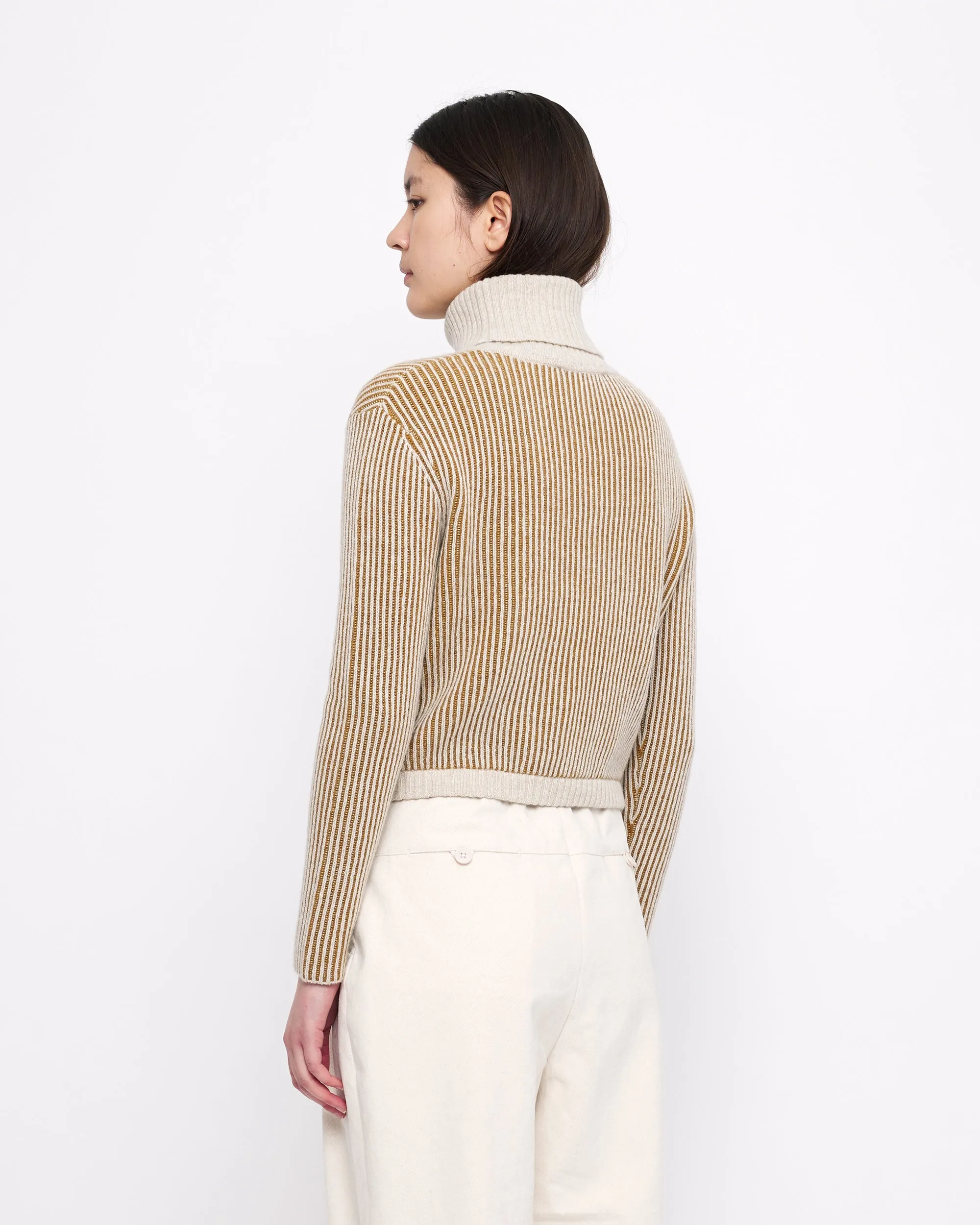 Striped Cropped Turtleneck - FW24 - Mustard Stripes sold by 7115 by Szeki product image thumbnail 2