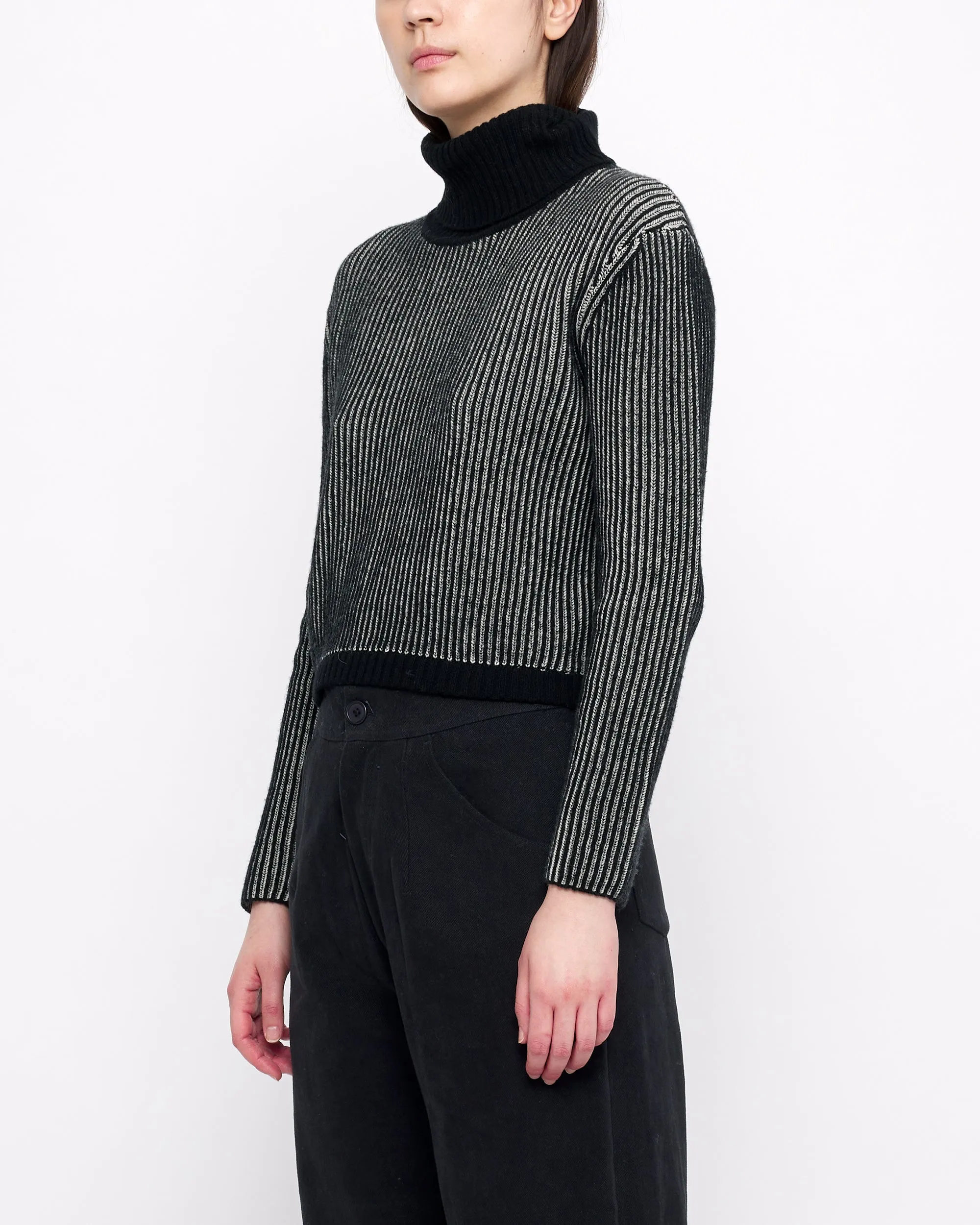 Striped Cropped Turtleneck - FW24 - Black Stripes sold by 7115 by Szeki product image thumbnail 5