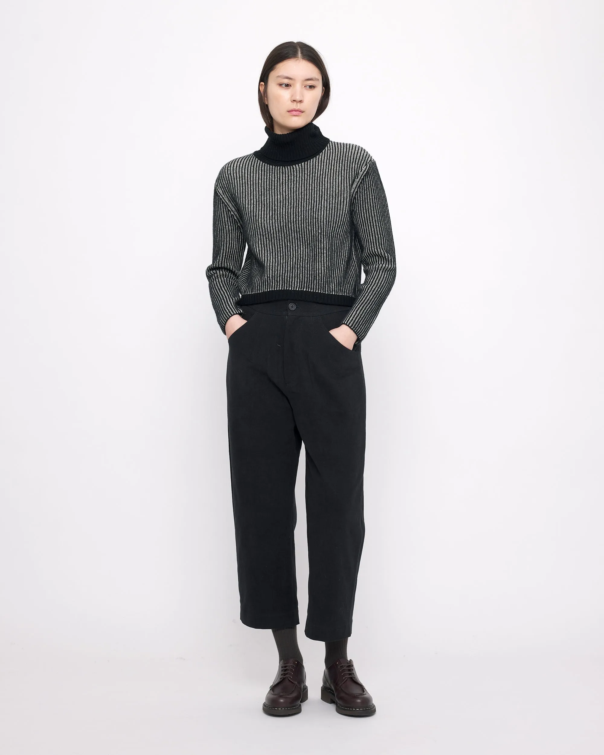Striped Cropped Turtleneck - FW24 - Black Stripes sold by 7115 by Szeki product image thumbnail 4