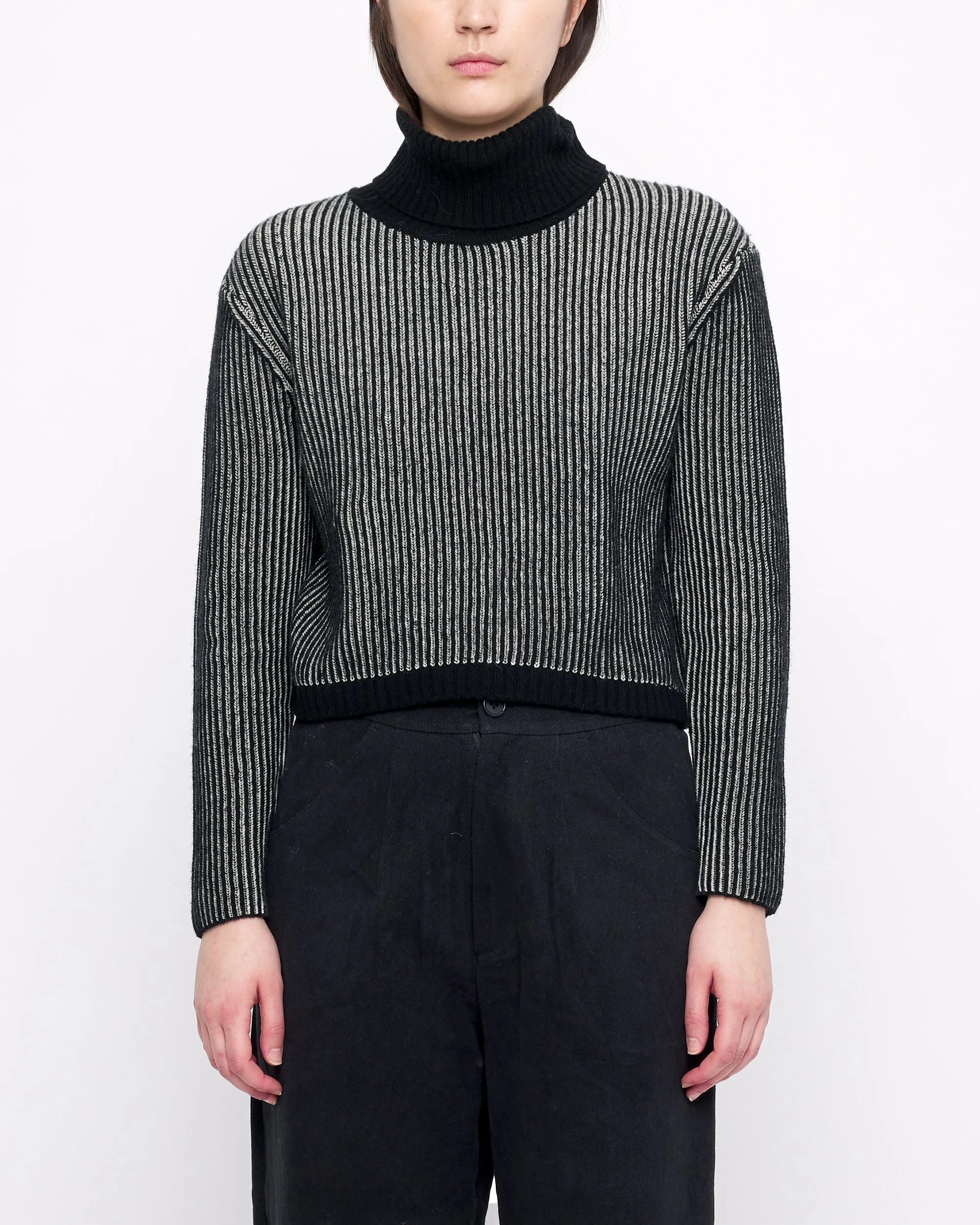 Striped Cropped Turtleneck - FW24 - Black Stripes sold by 7115 by Szeki product image thumbnail 2