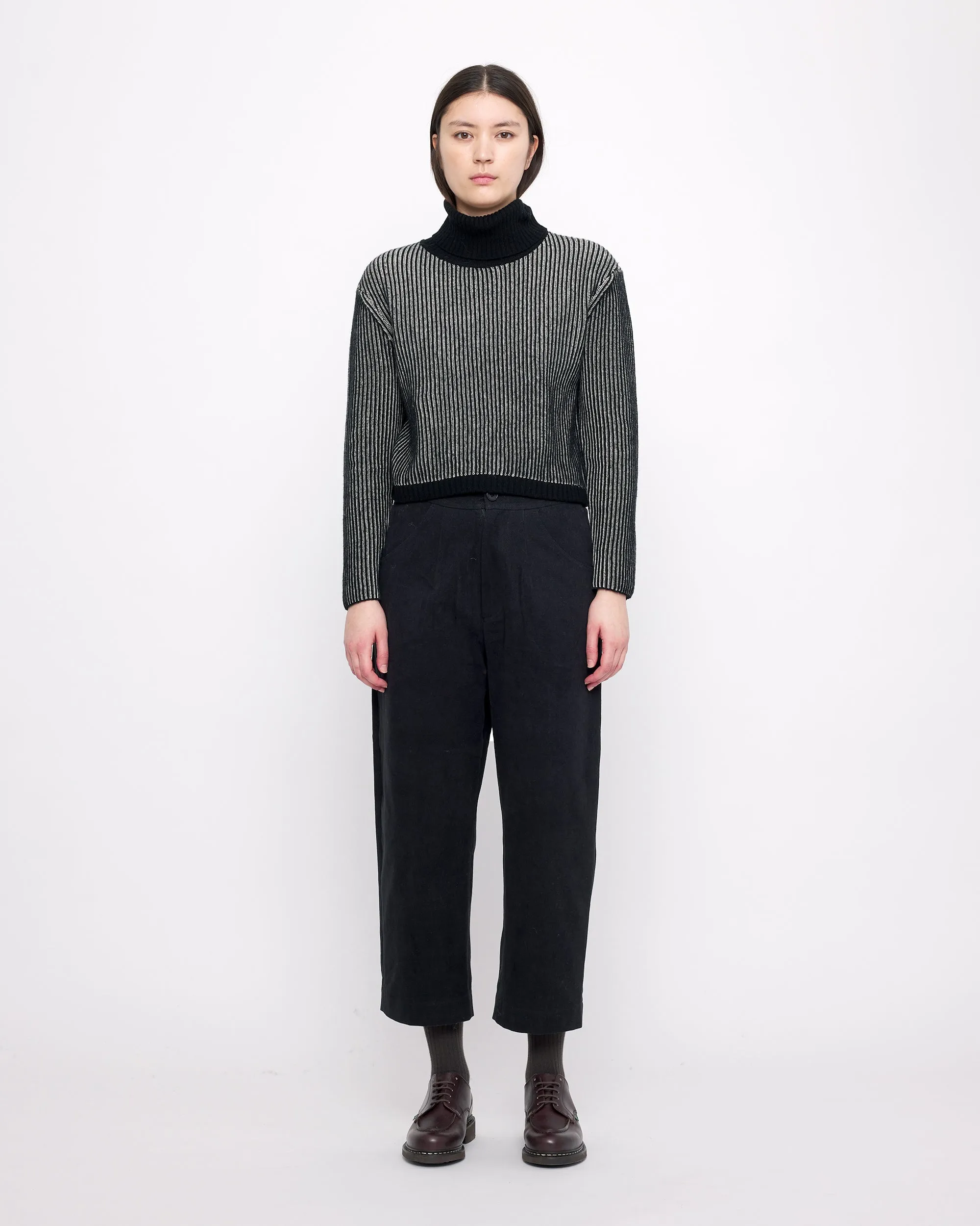 Striped Cropped Turtleneck - FW24 - Black Stripes sold by 7115 by Szeki