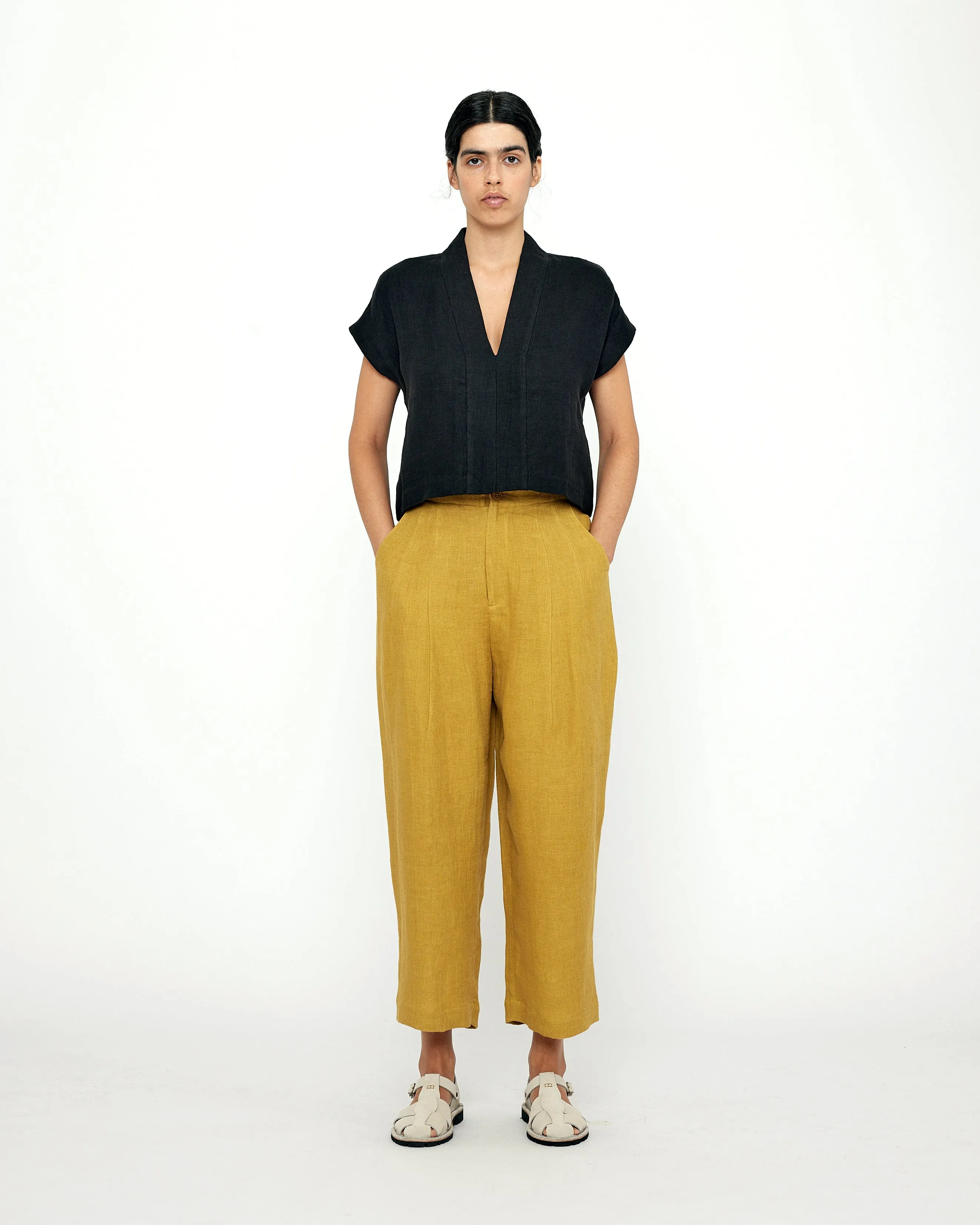 Linen Pleated Trouser - SS24 - Mustard sold by 7115 by Szeki product image thumbnail 4