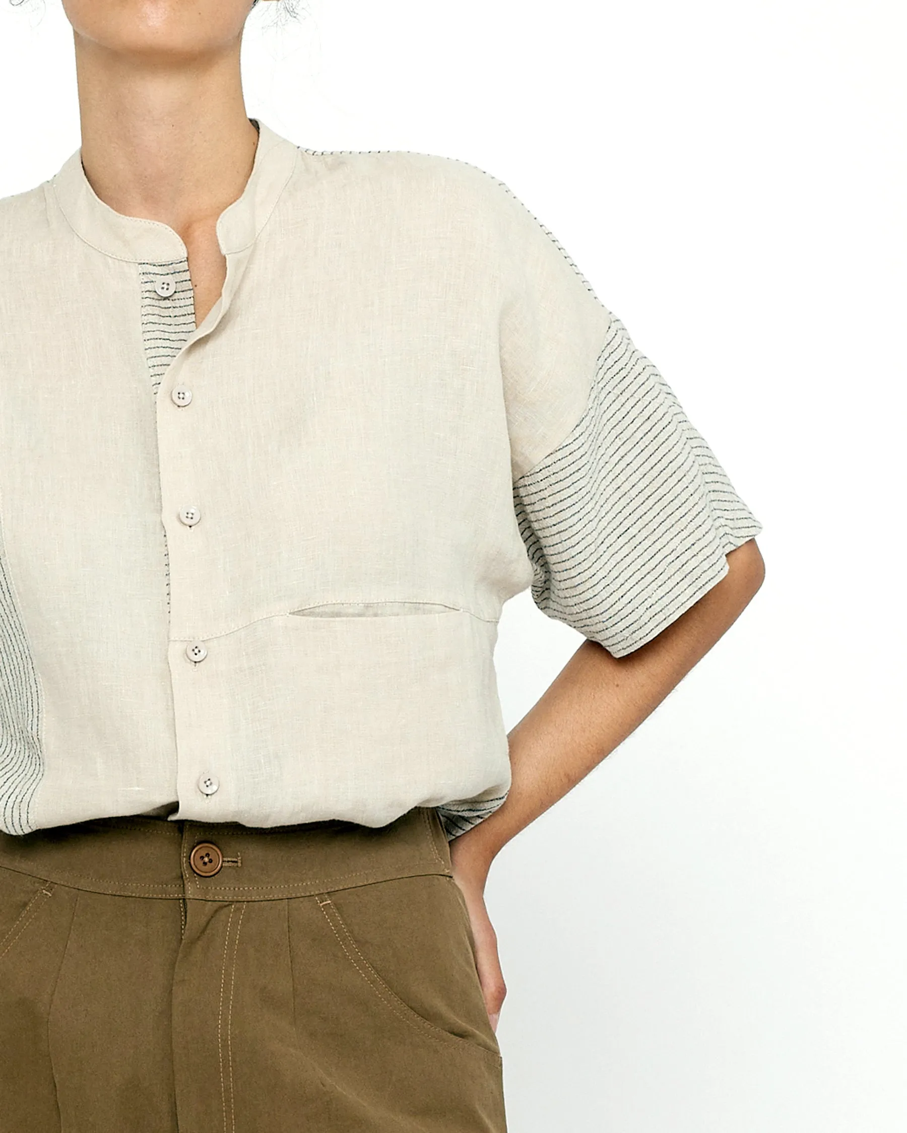 Striped Panel Shirt - SS24 - Light Stripes sold by 7115 by Szeki product image thumbnail 5