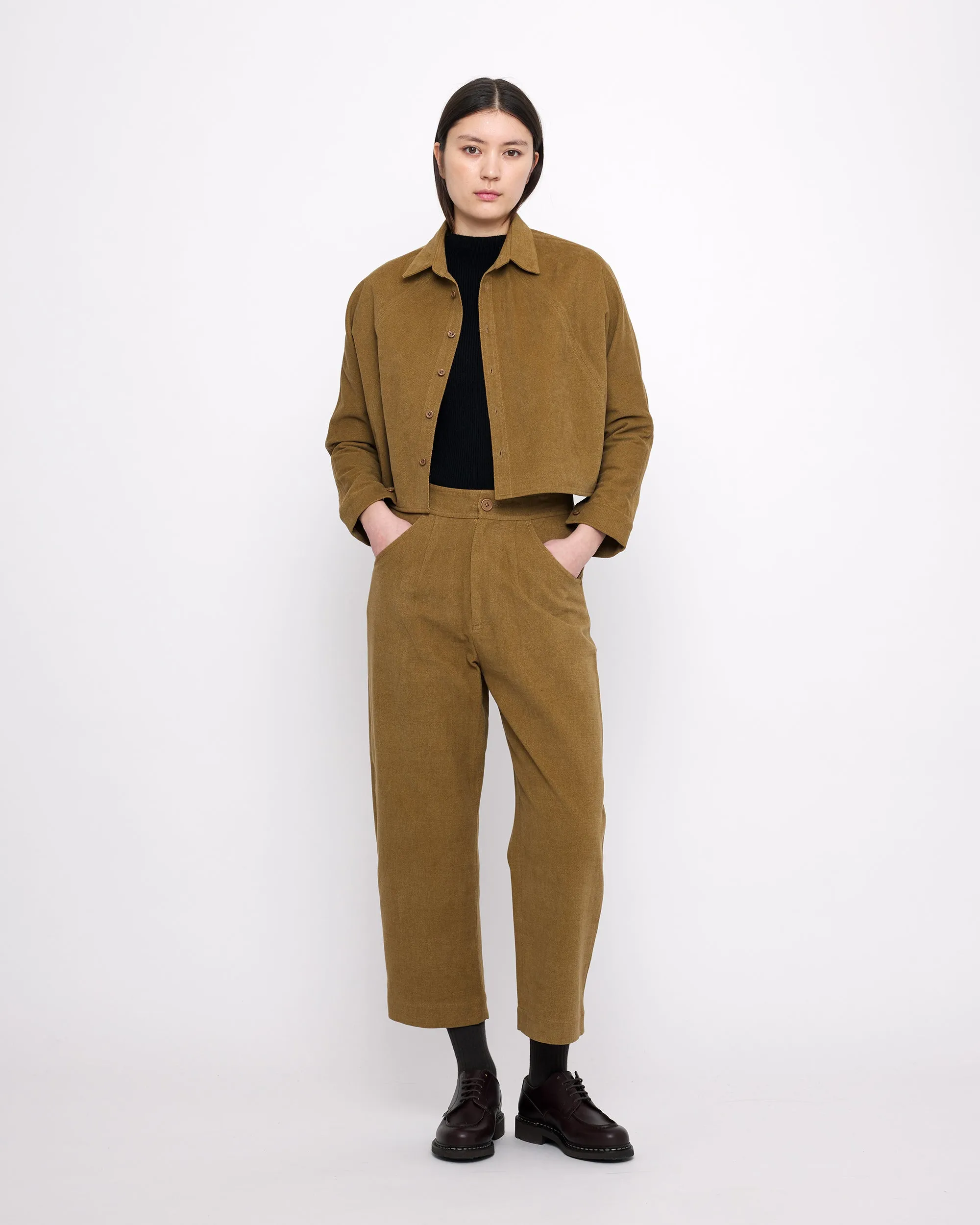 Signature 3/4 Cropped Shirt - Heavy Canvas Edition - Kelp Brown sold by 7115 by Szeki