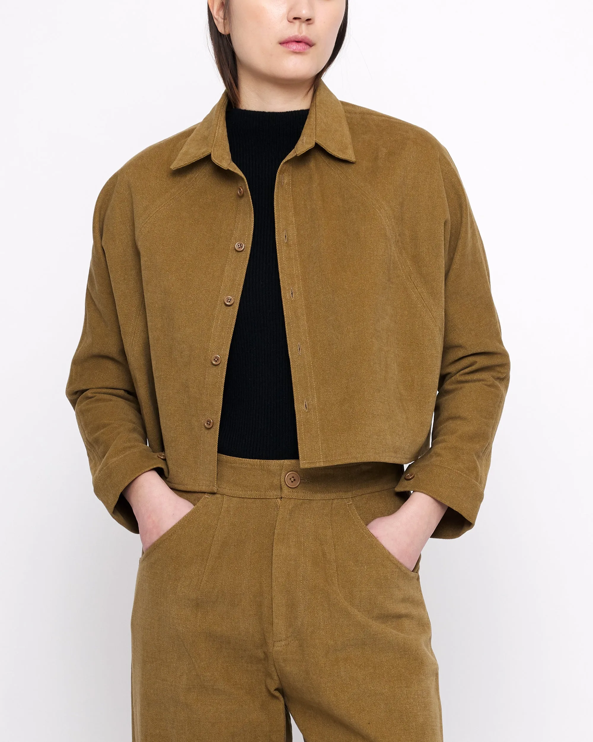 Signature 3/4 Cropped Shirt - Heavy Canvas Edition - Kelp Brown sold by 7115 by Szeki product image thumbnail 4