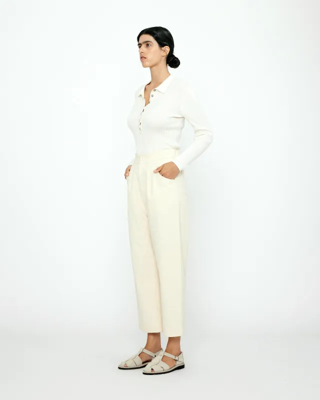 Signature Curve-Legged Trouser - Cotton Edition - Off-White sold by 7115 by Szeki