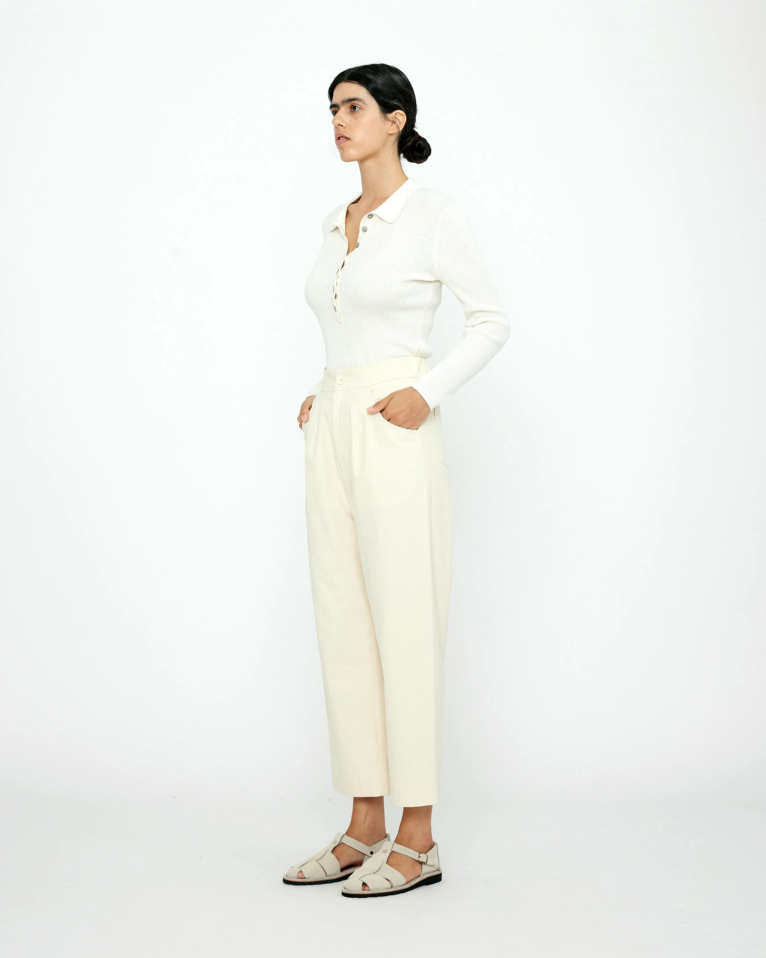 Signature Curve-Legged Trouser - Cotton Edition - Off-White sold by 7115 by Szeki