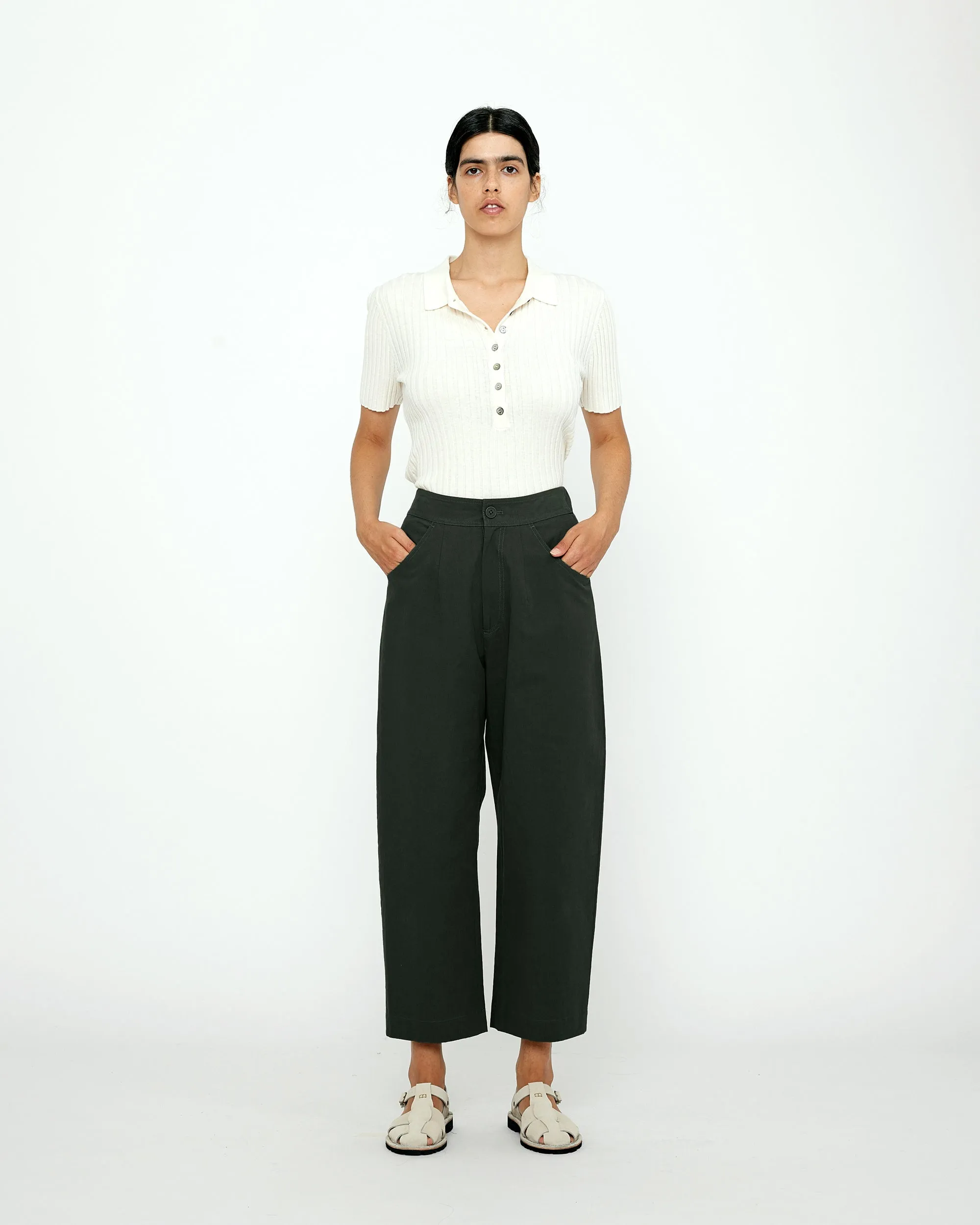 Signature Curve-Legged Trouser - Cotton Edition - Black sold by 7115 by Szeki