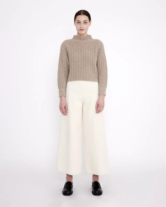 Airy Ribbed Mock-Neck Sweater - FW23 - Oatmeal sold by 7115 by Szeki