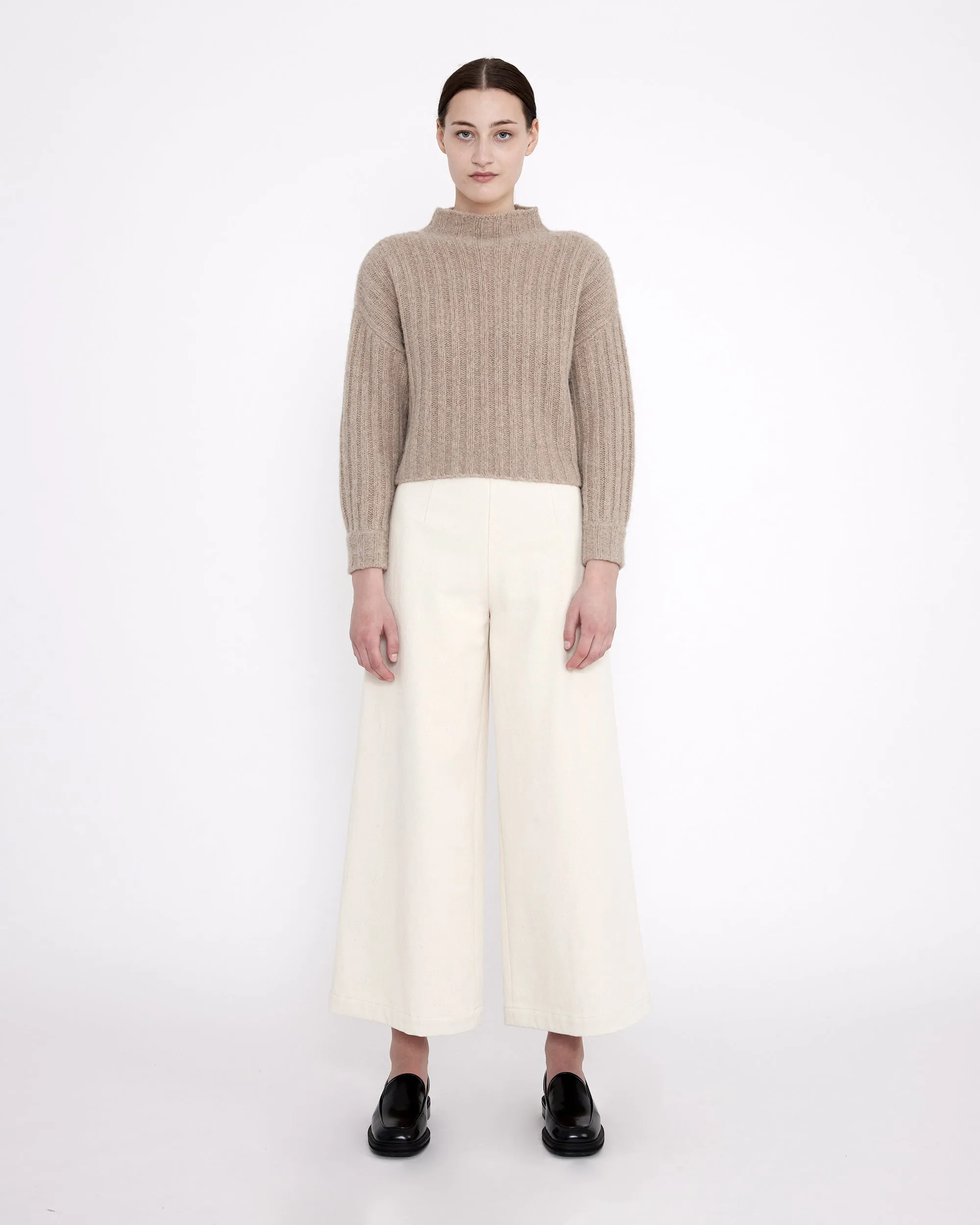 Airy Ribbed Mock-Neck Sweater - FW23 - Oatmeal sold by 7115 by Szeki