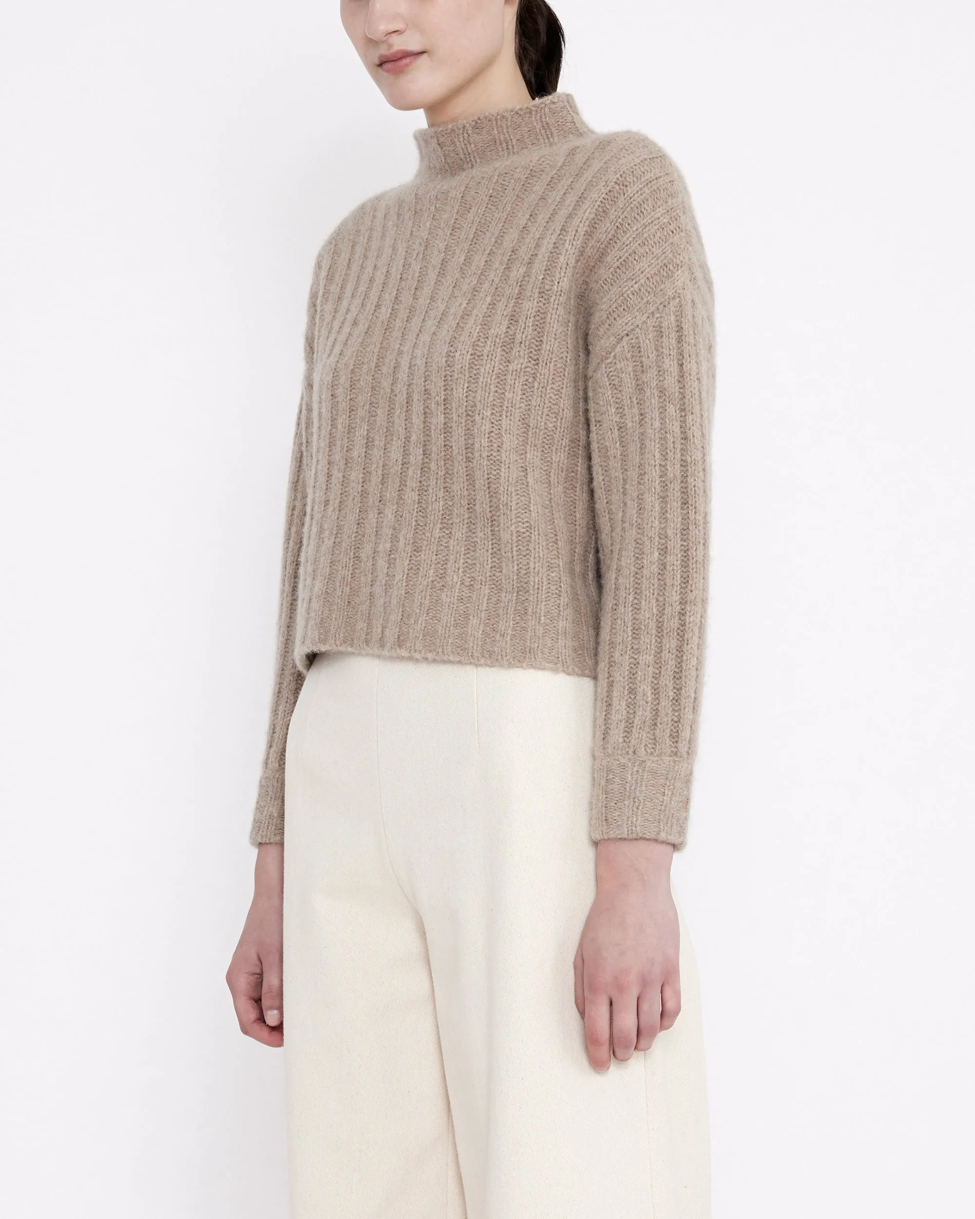 Airy Ribbed Mock-Neck Sweater - FW23 - Oatmeal sold by 7115 by Szeki product image thumbnail 4