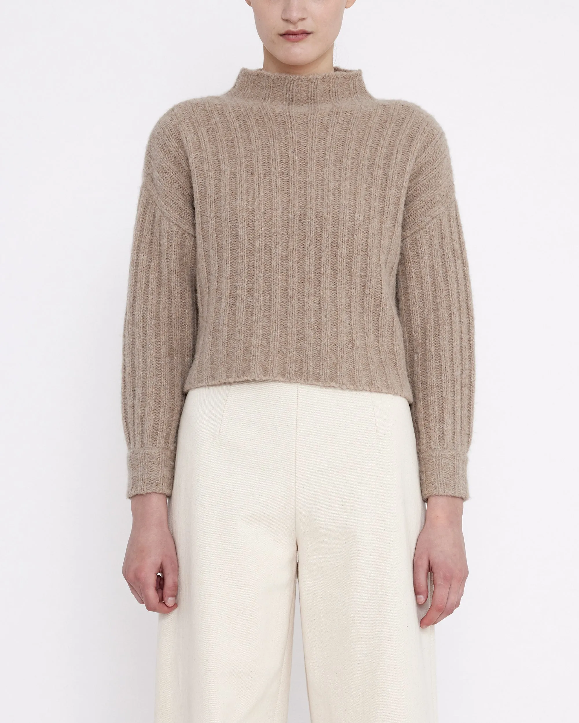 Airy Ribbed Mock-Neck Sweater - FW23 - Oatmeal sold by 7115 by Szeki product image thumbnail 3