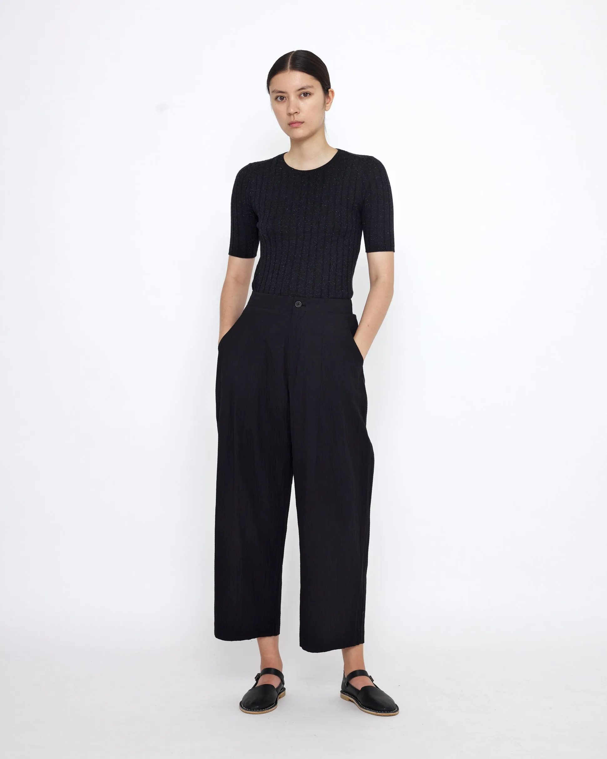 Mid-Sleeves Ribbed Fine Knit - SS25 - Black sold by 7115 by Szeki product image thumbnail 3