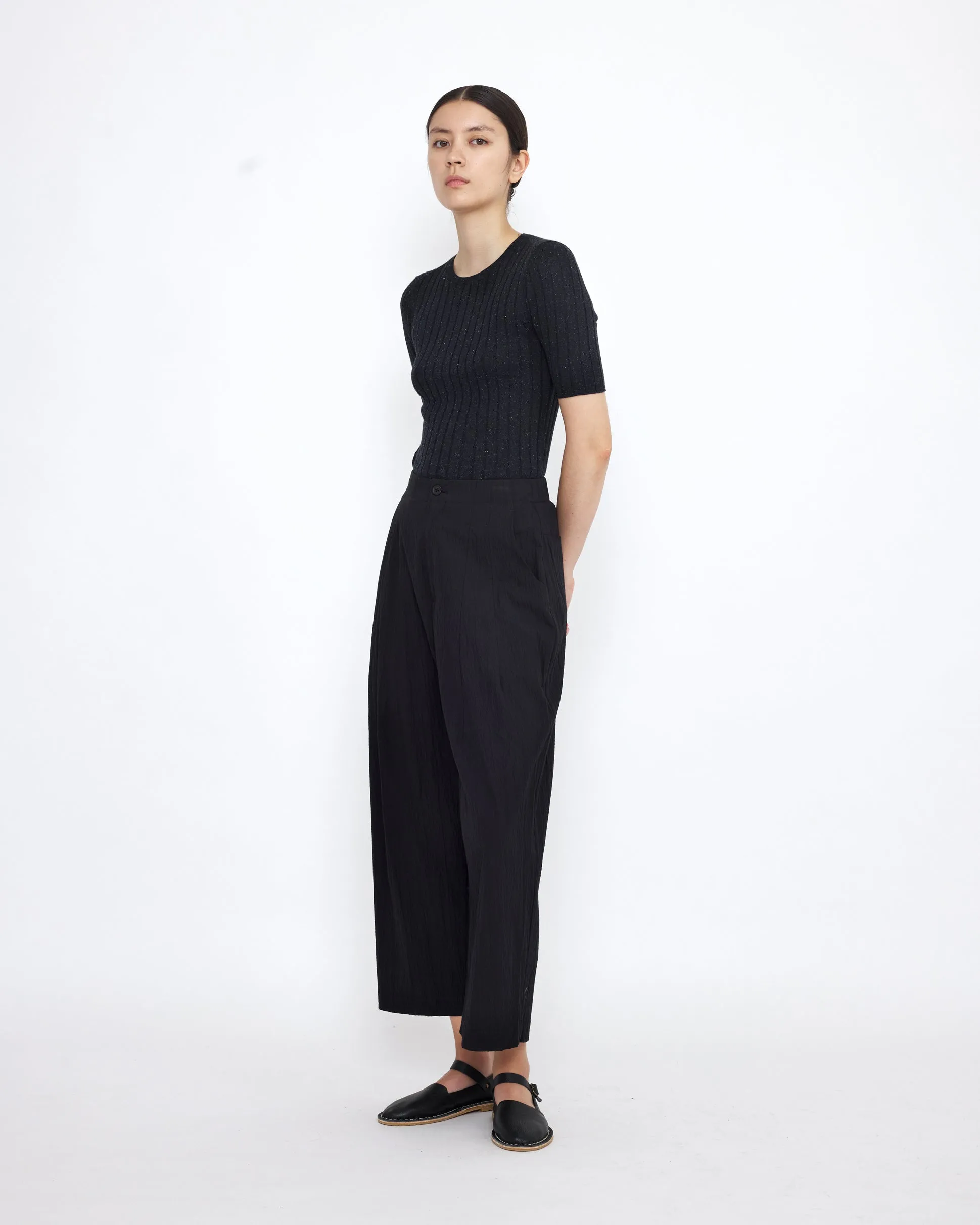 Mid-Sleeves Ribbed Fine Knit - SS25 - Black sold by 7115 by Szeki product image thumbnail 4