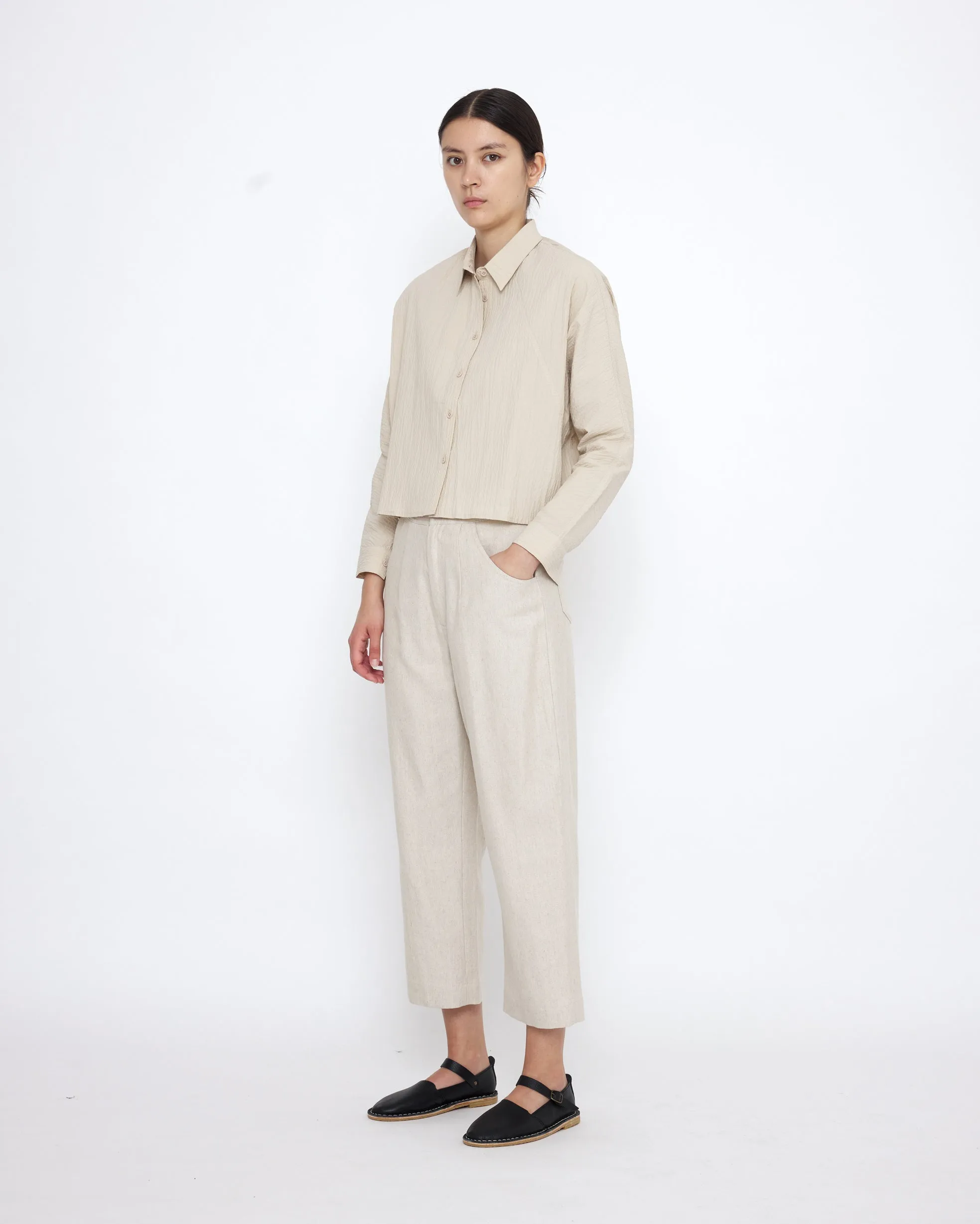 Signature 3/4 Cropped Shirt Jacket - Textured Edition - Textured Beige sold by 7115 by Szeki