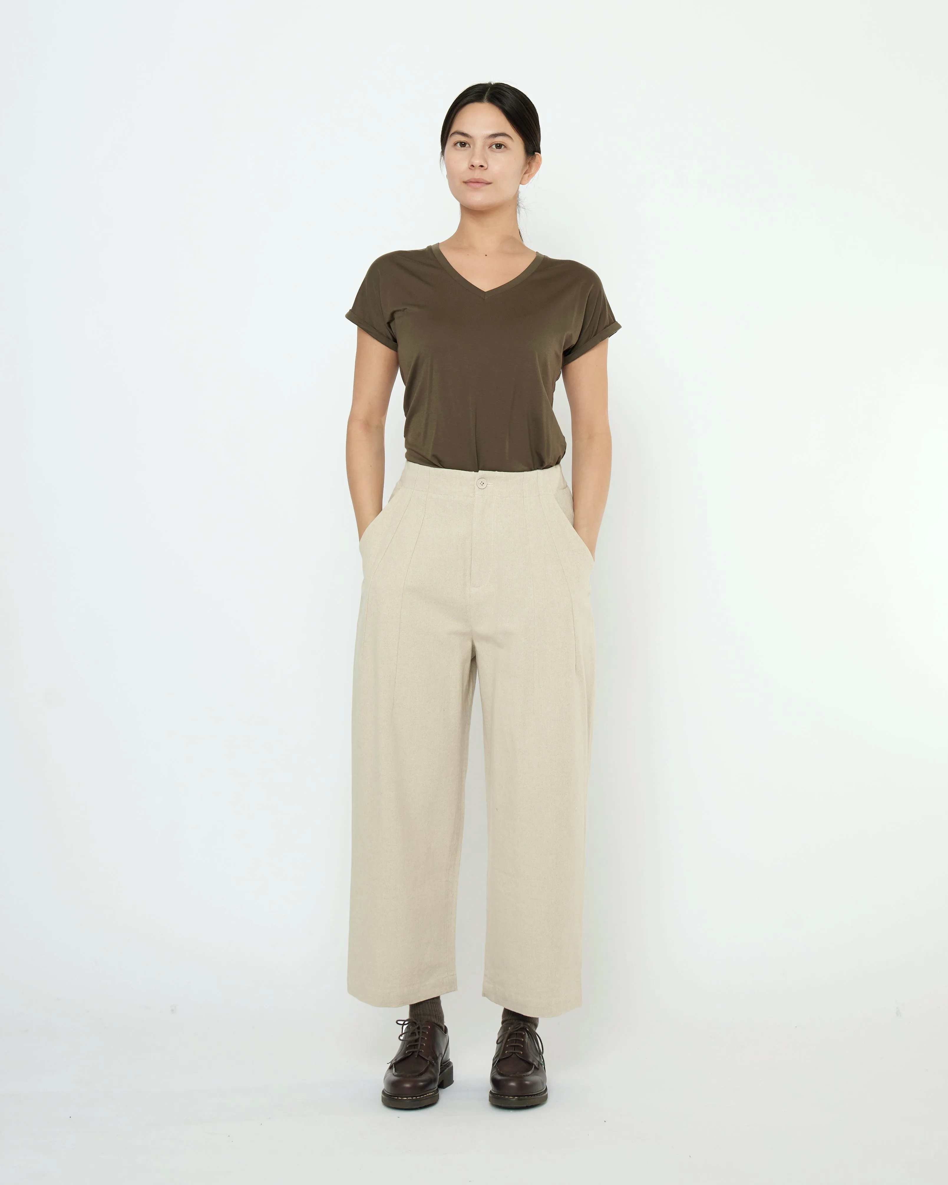 Signature Unisex Pleated Trouser - Canvas Edition - Oatmeal sold by 7115 by Szeki
