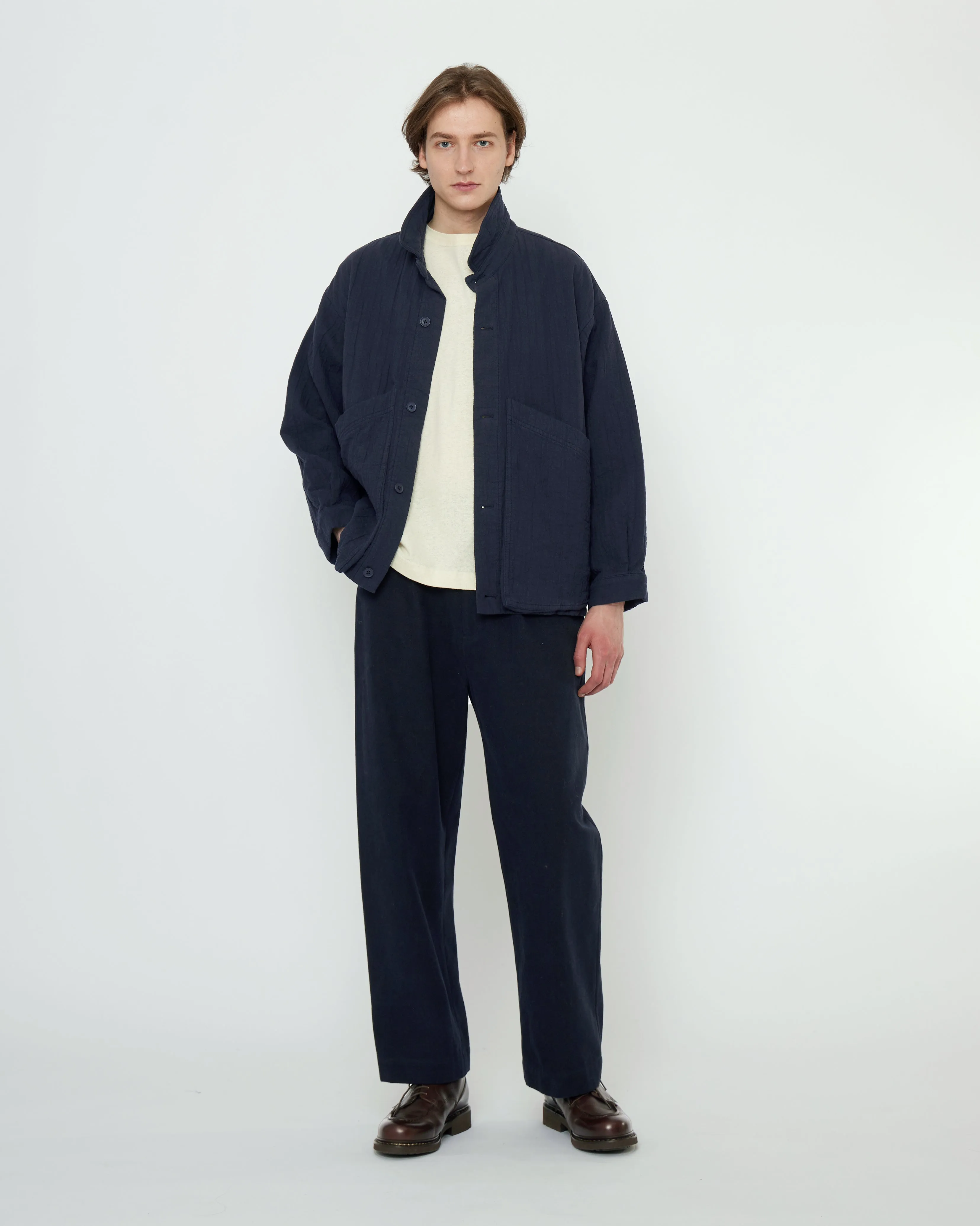 Signature Panel Pockets Shirt Jacket - Textured Edition - Navy sold by 7115 by Szeki