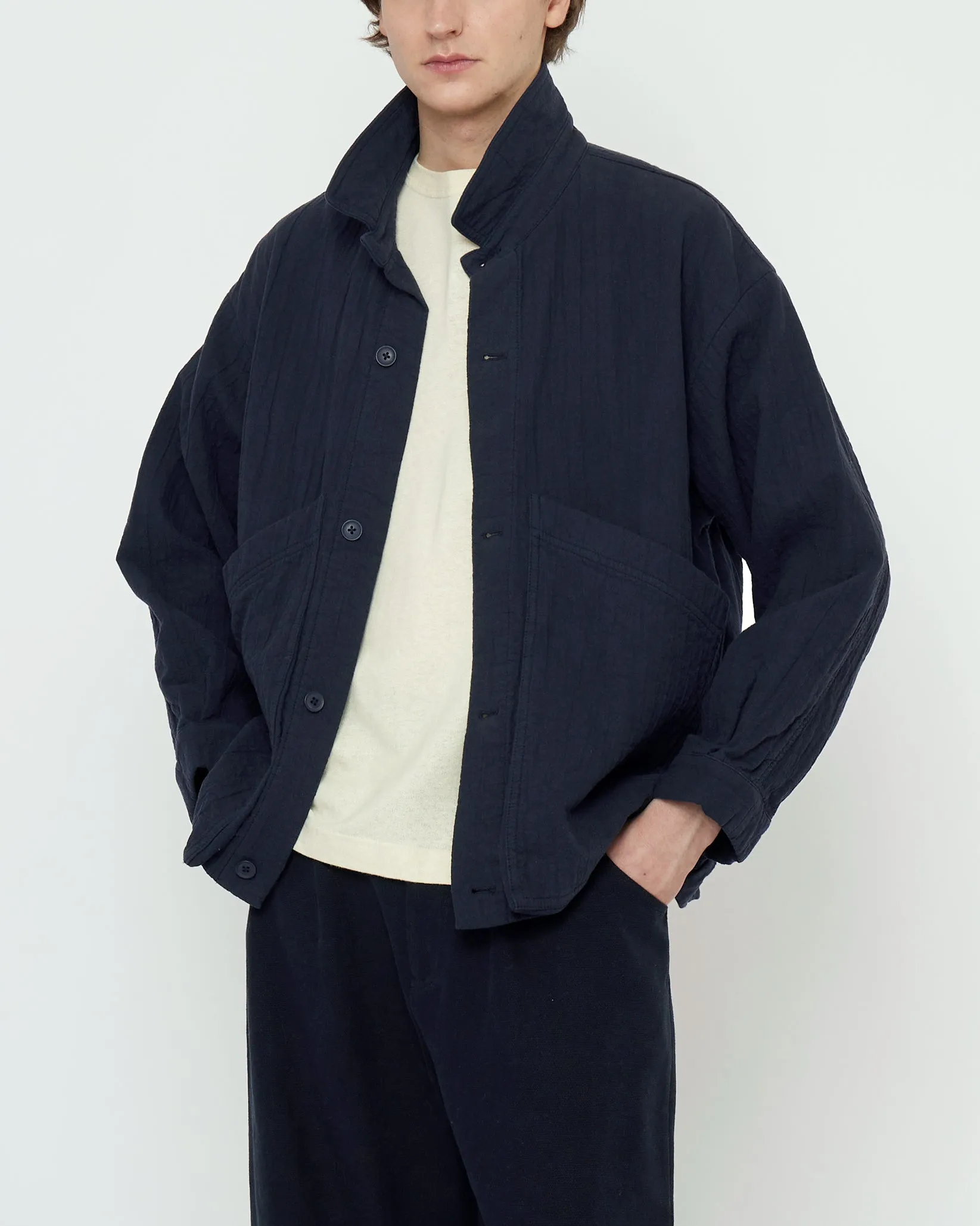 Signature Panel Pockets Shirt Jacket - Textured Edition - Navy sold by 7115 by Szeki product image thumbnail 2