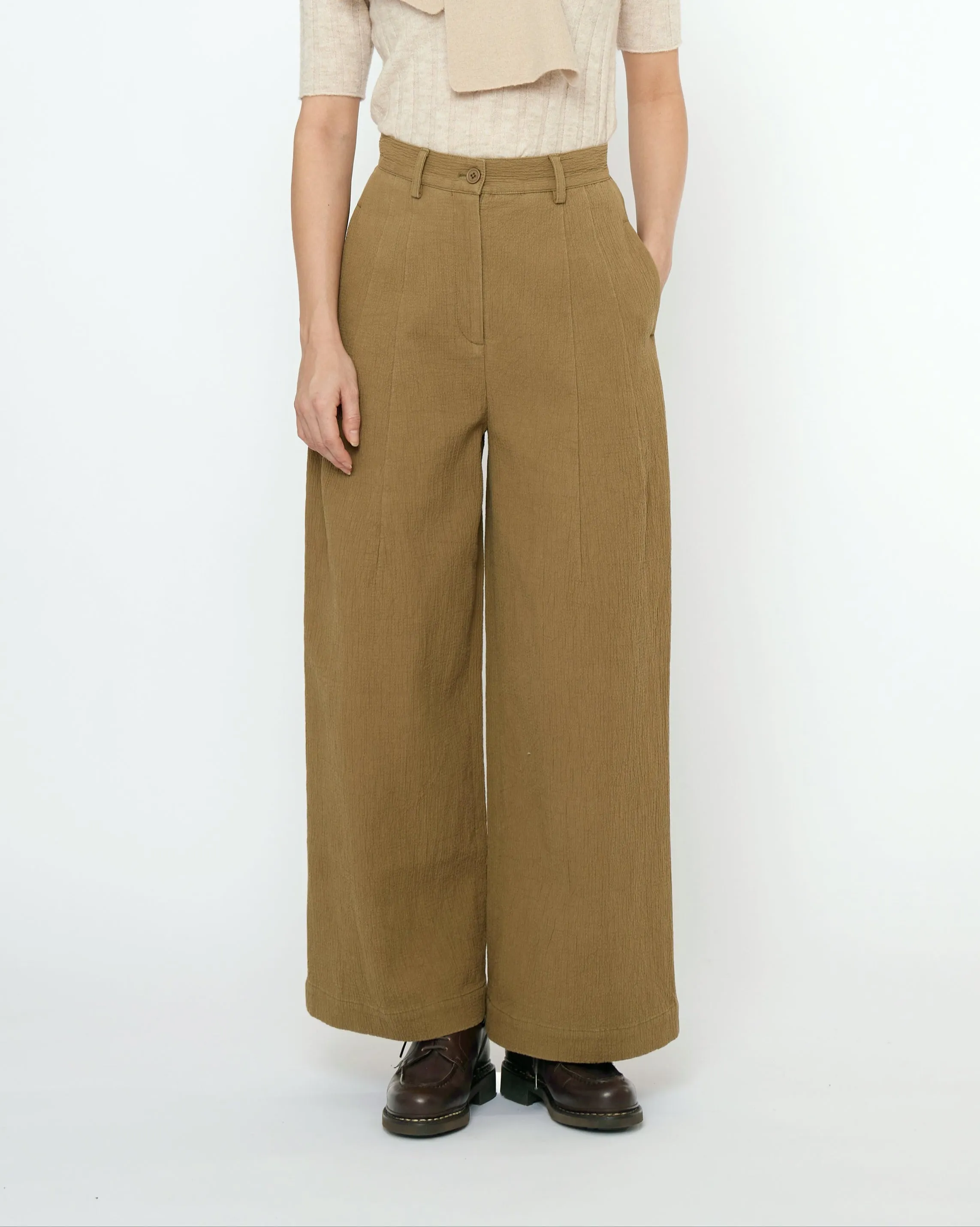 Textured Wide-Legged Skate Trouser - FW25 - Kelp sold by 7115 by Szeki