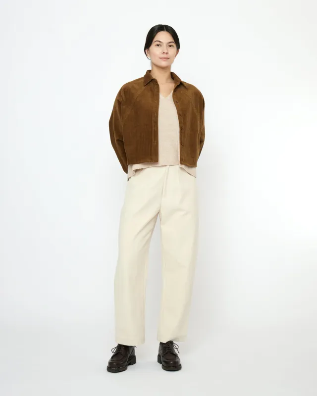 Corduroy 3/4 Cropped Shirt Jacket - FW25 - Sepia Brown made by 7115 by Szeki