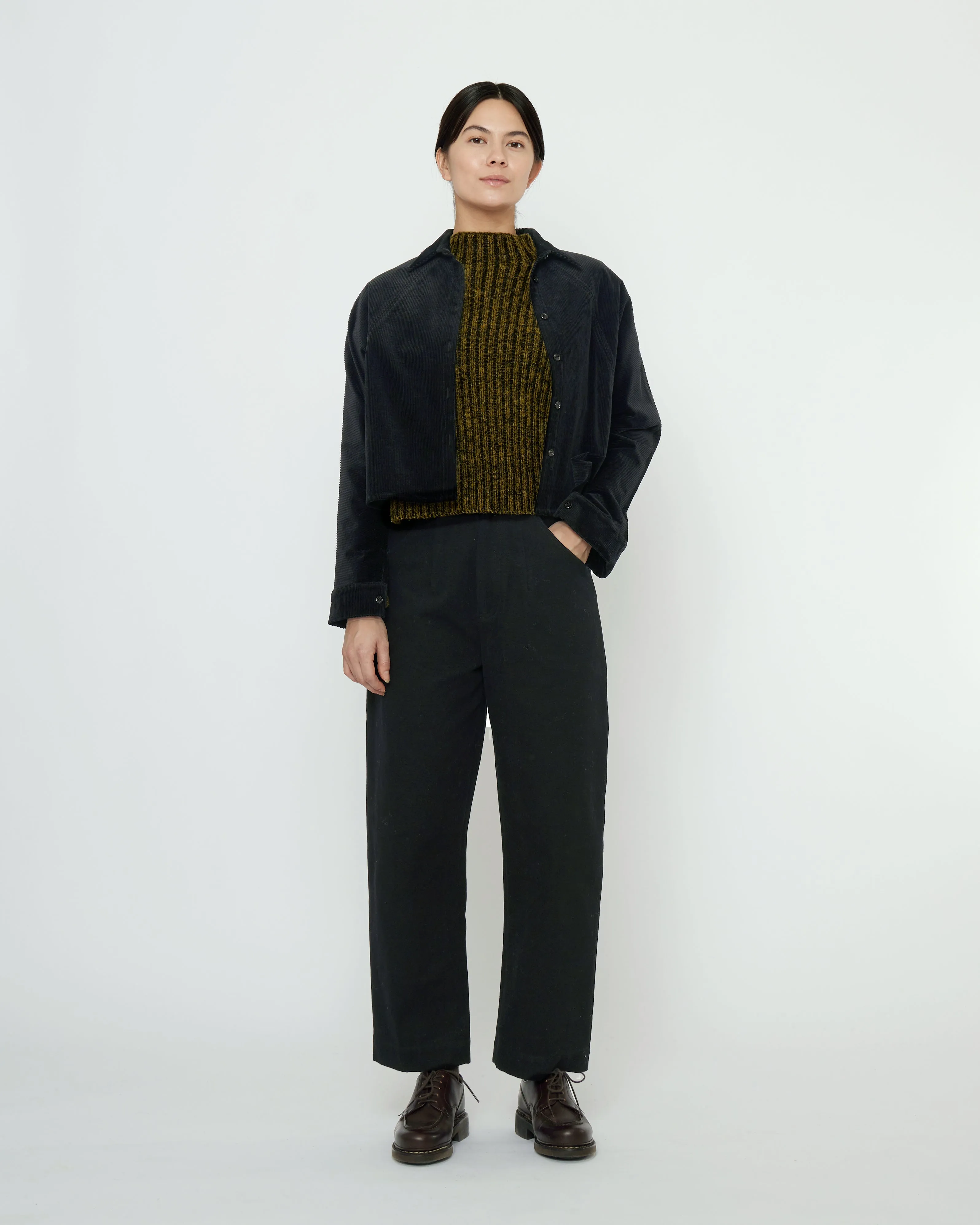 Corduroy 3/4 Cropped Shirt Jacket - FW25 - Black sold by 7115 by Szeki