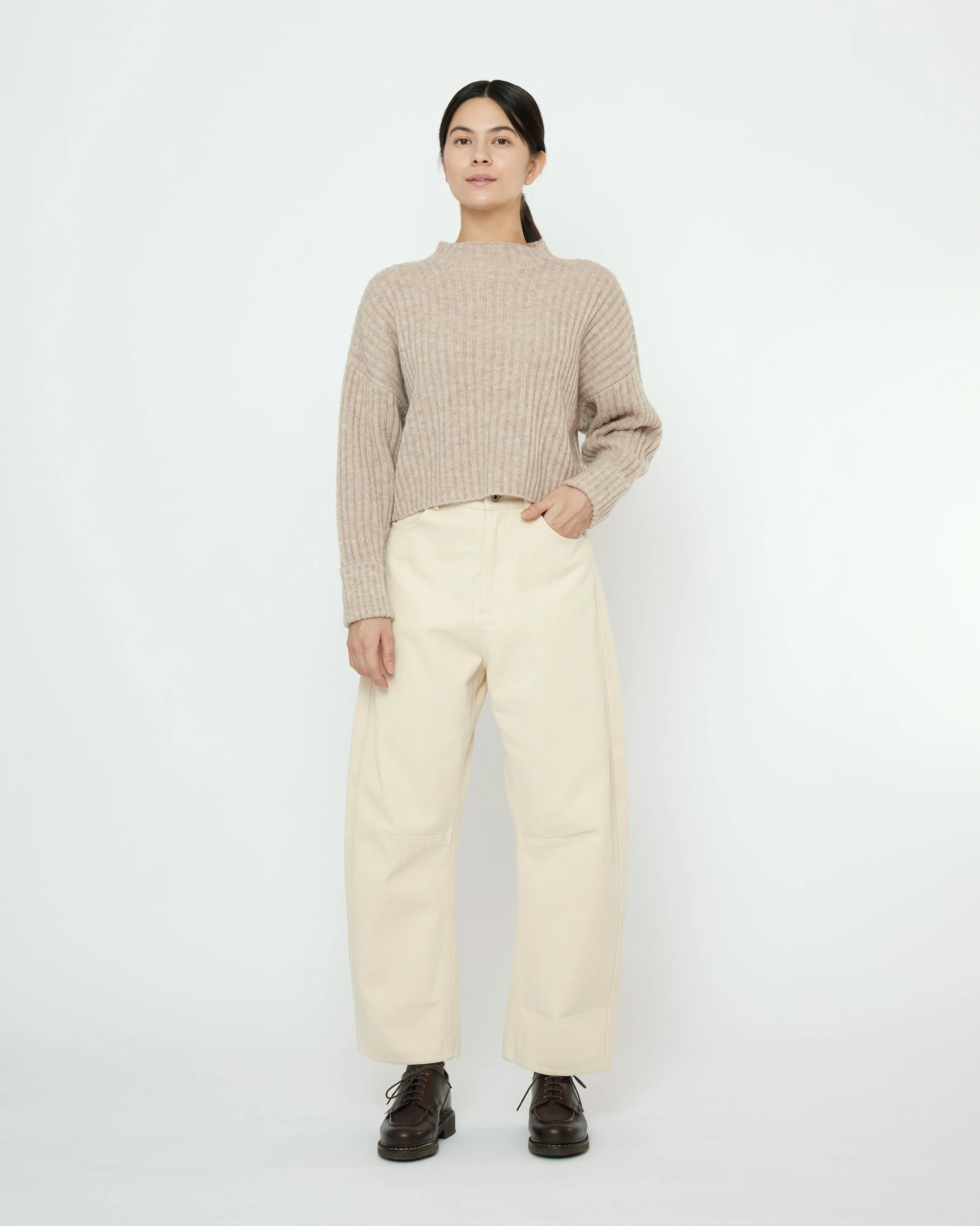 Striped Ribbed Mockneck - FW25 - Taupe Sand sold by 7115 by Szeki