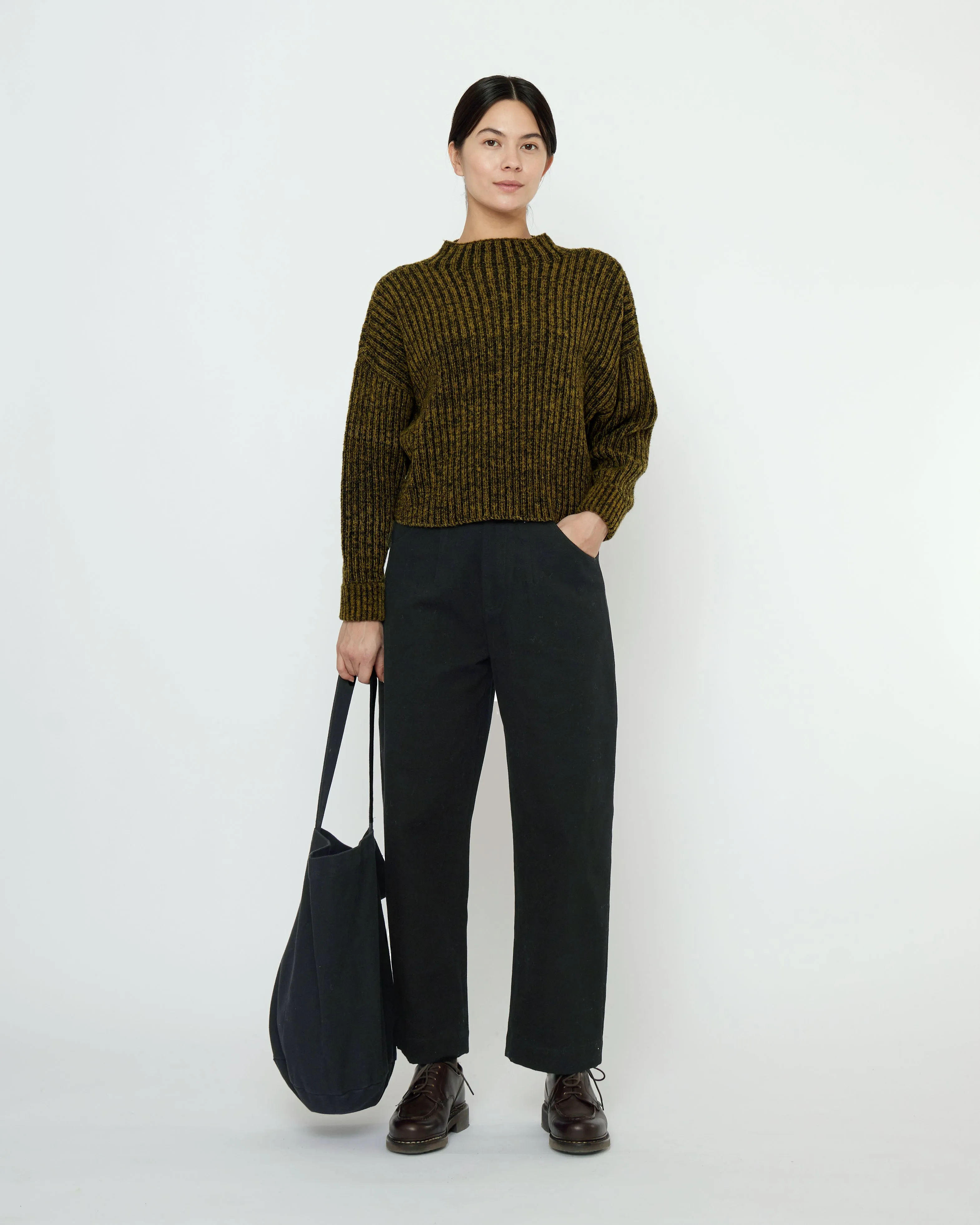 Striped Ribbed Mockneck - FW25 - Topaz Black sold by 7115 by Szeki