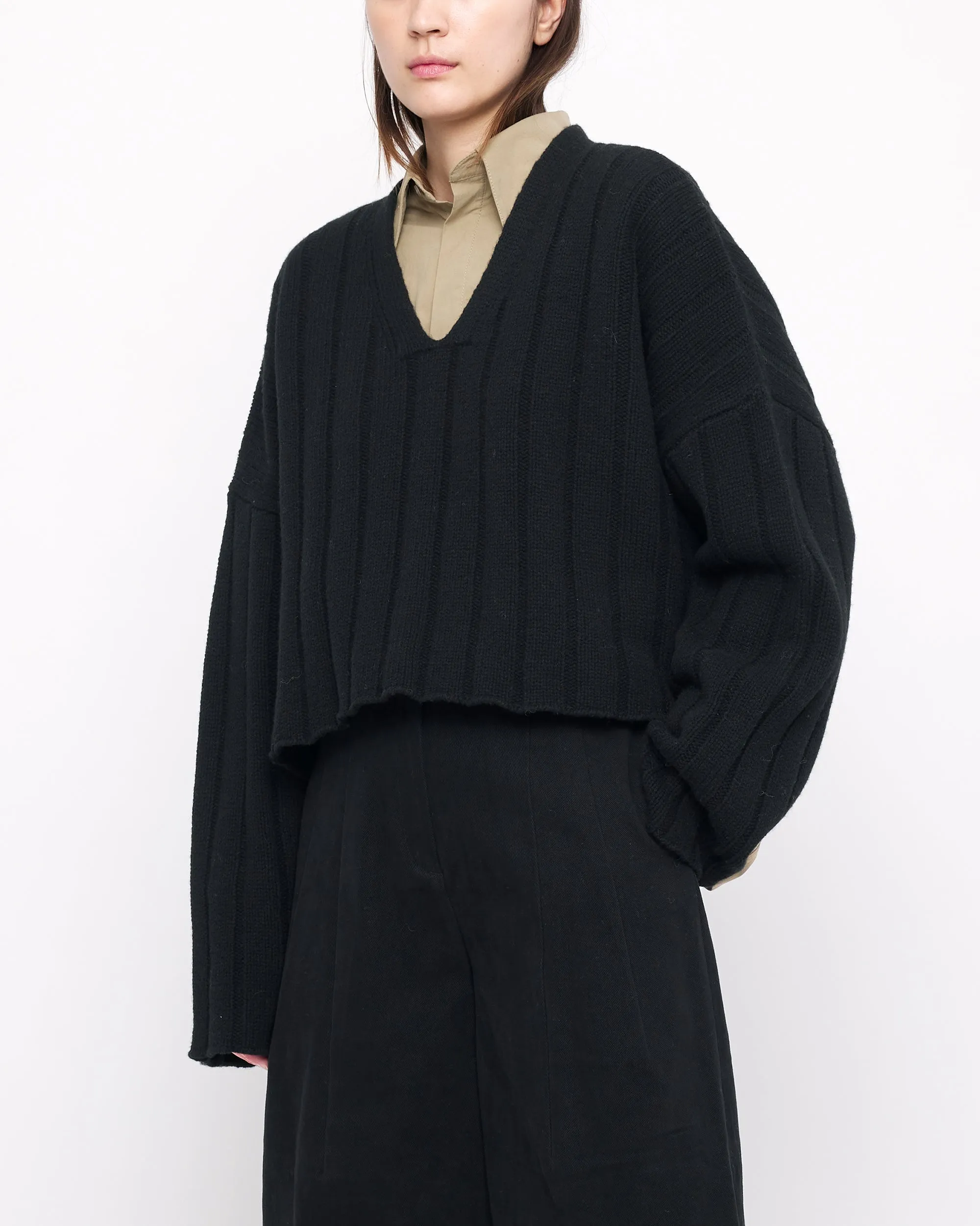 Oversized Ribbed V-Neck - Black sold by 7115 by Szeki product image thumbnail 3