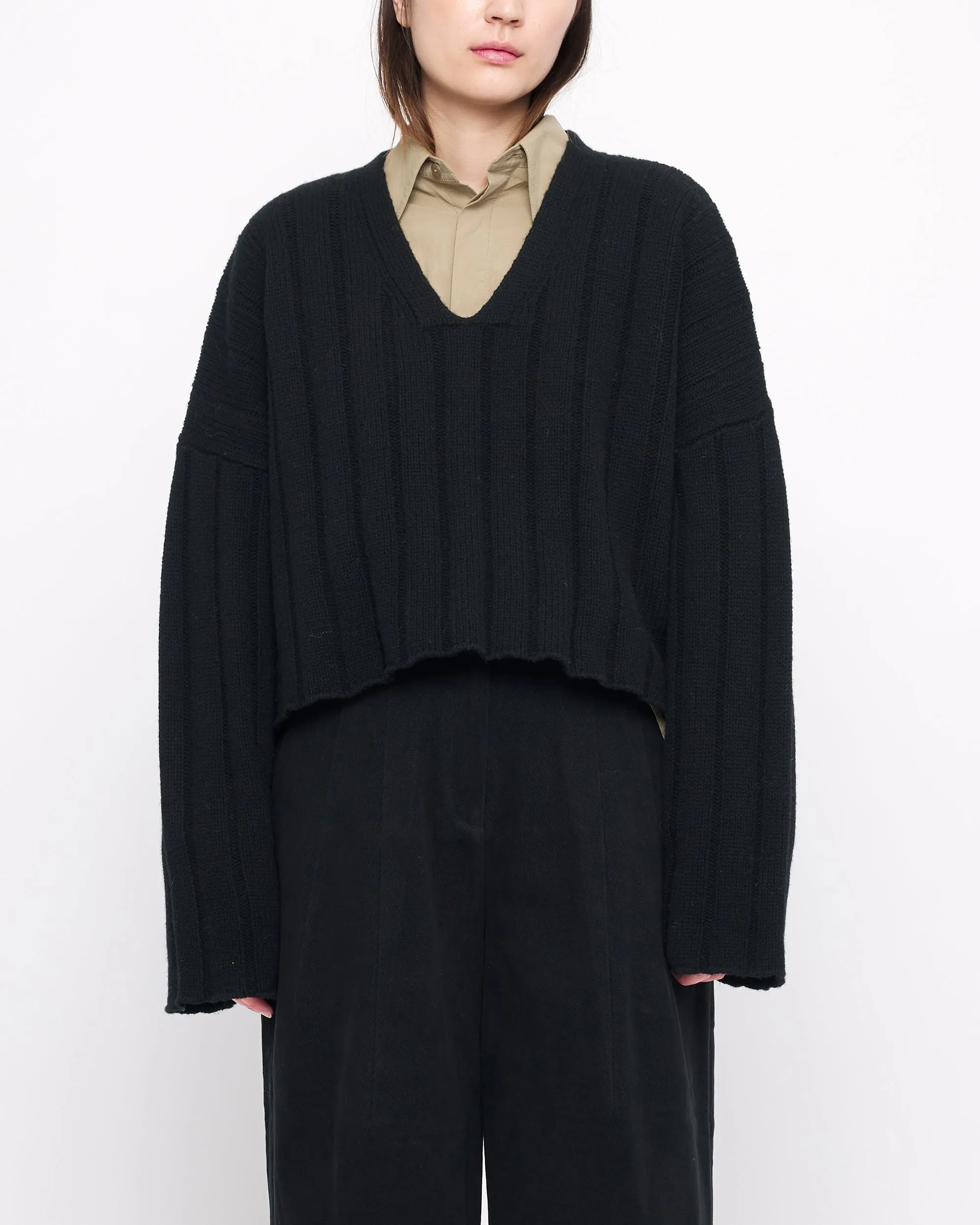 Oversized Ribbed V-Neck - Black sold by 7115 by Szeki product image thumbnail 2