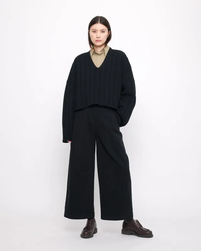 Oversized Ribbed V-Neck - Black sold by 7115 by Szeki