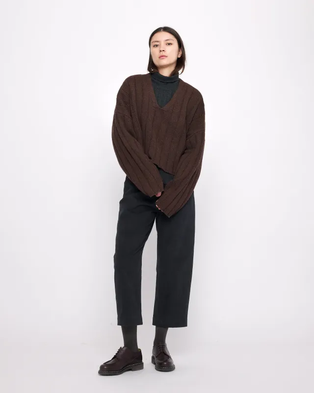 Oversized Ribbed V-Neck - Brown sold by 7115 by Szeki