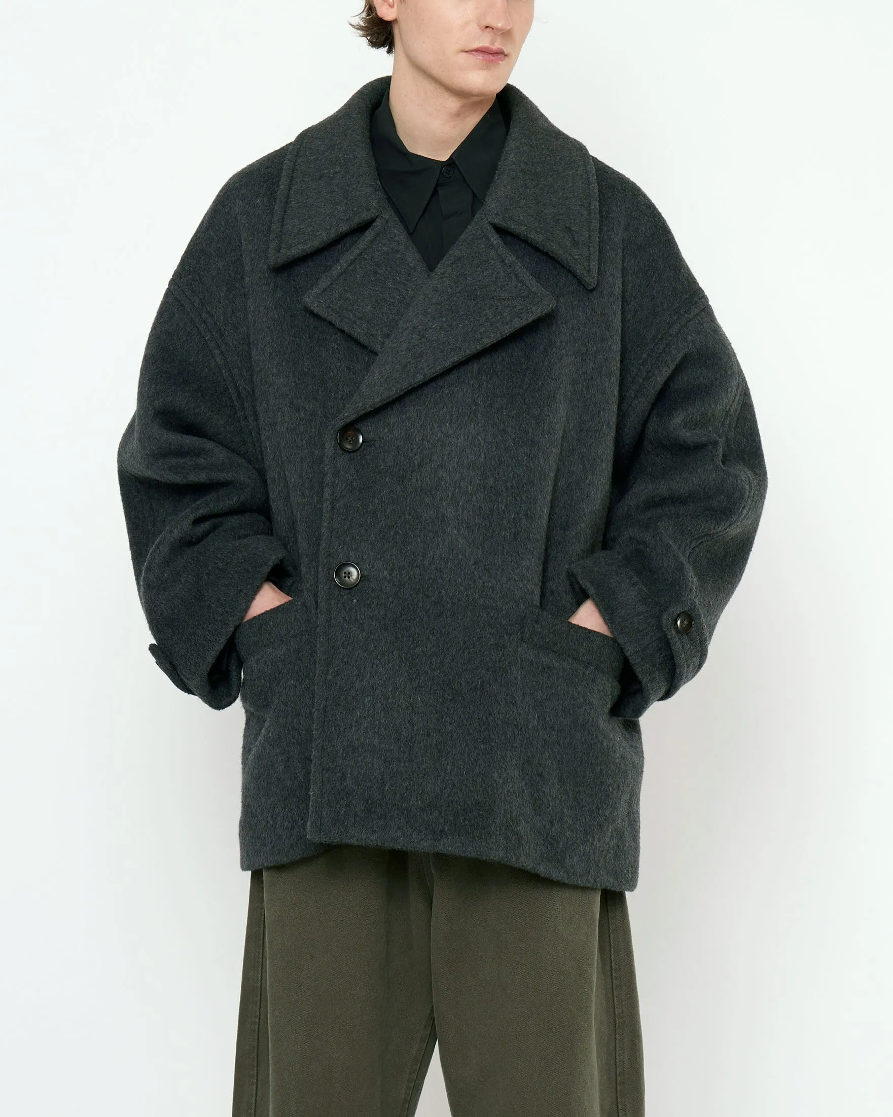 Double Breasted Short Wool Coat - FW25 - Charcoal sold by 7115 by Szeki product image thumbnail 5