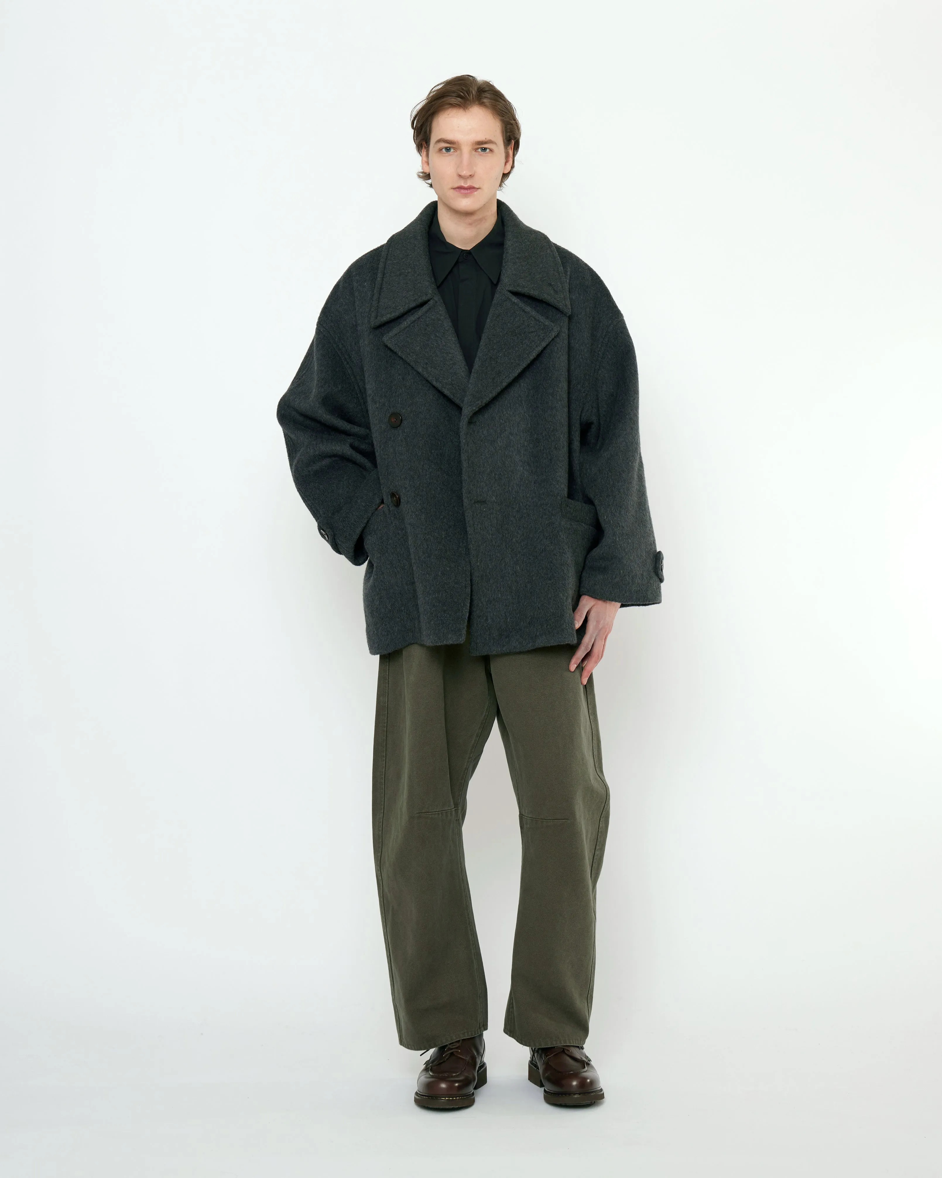 Double Breasted Short Wool Coat - FW25 - Charcoal sold by 7115 by Szeki product image thumbnail 2