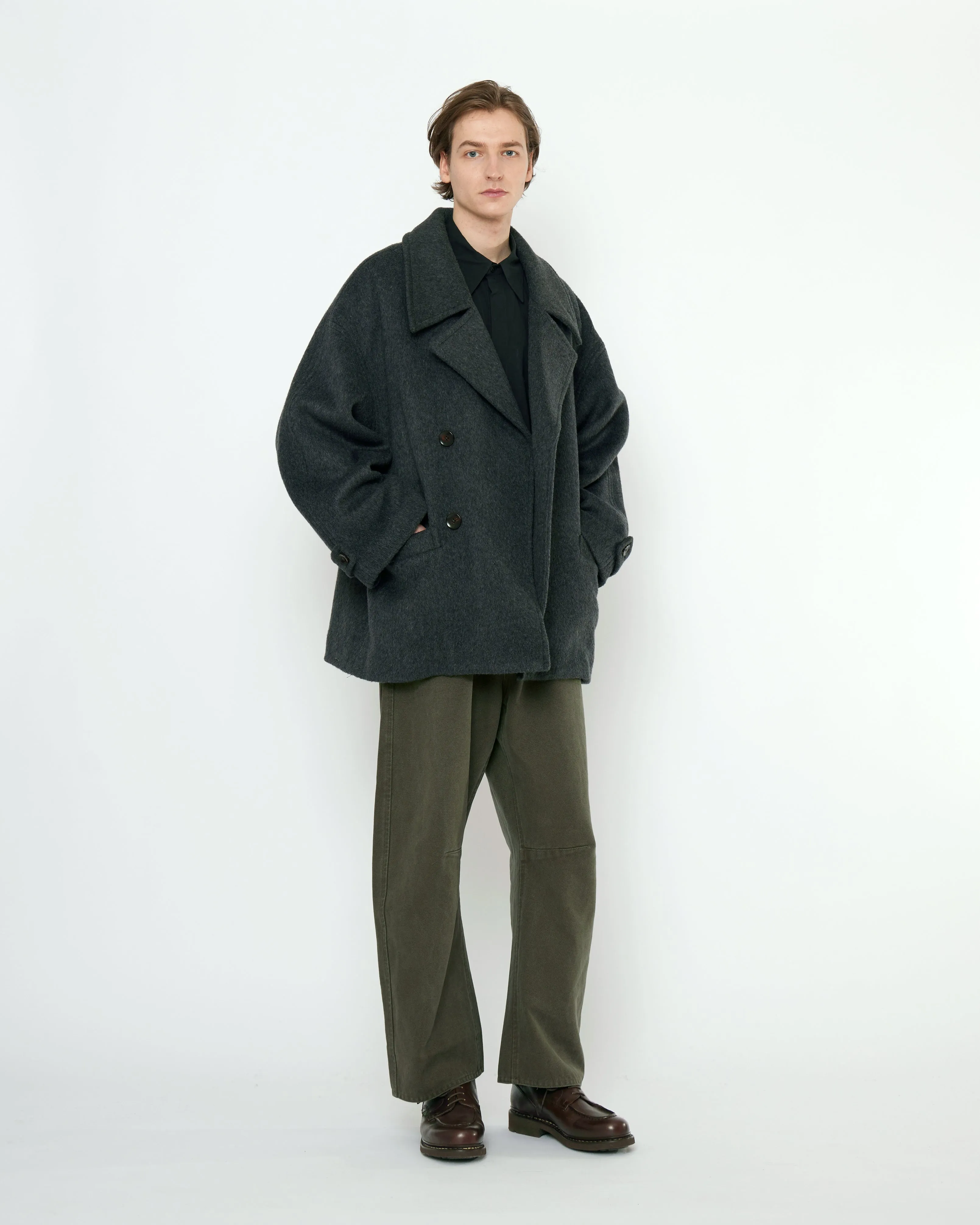 Double Breasted Short Wool Coat - FW25 - Charcoal sold by 7115 by Szeki product image thumbnail 3