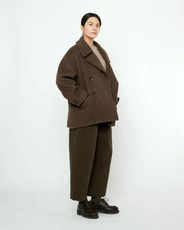 Double Breasted Short Wool Coat - FW25 - Walnut made by 7115 by Szeki
