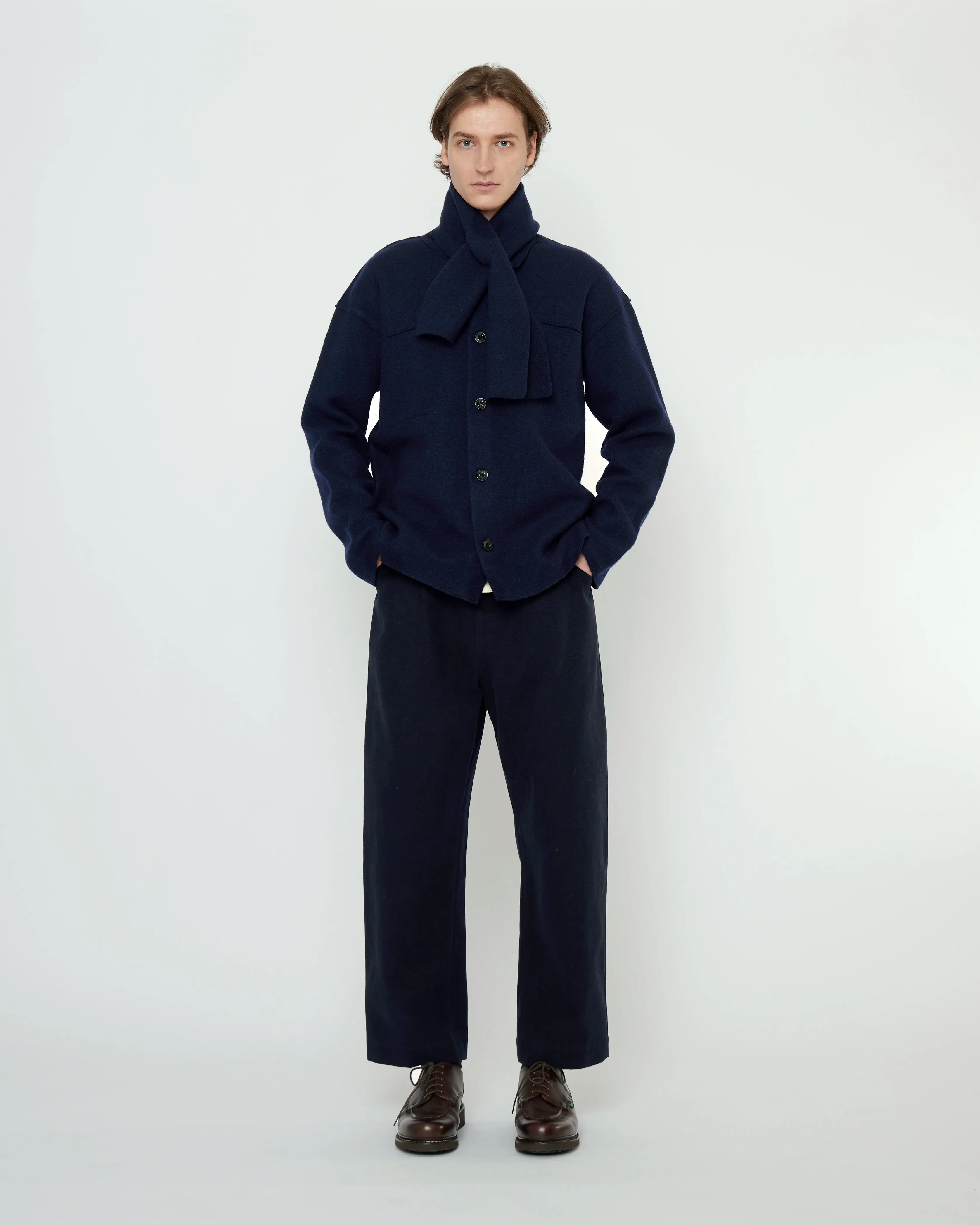 Cross Scarf - Boiled Wool - FW25 - Navy sold by 7115 by Szeki